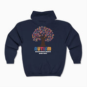 Autism Hoodie By Daily Bloom Autism Awareness 2025 - Tree of Acceptance Zip Up Hoodie