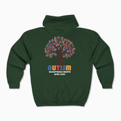 Autism Hoodie By Daily Bloom Autism Awareness 2025 - Tree of Acceptance Zip Up Hoodie