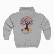 Autism Hoodie By Daily Bloom Autism Awareness 2025 - Tree of Acceptance Zip Up Hoodie