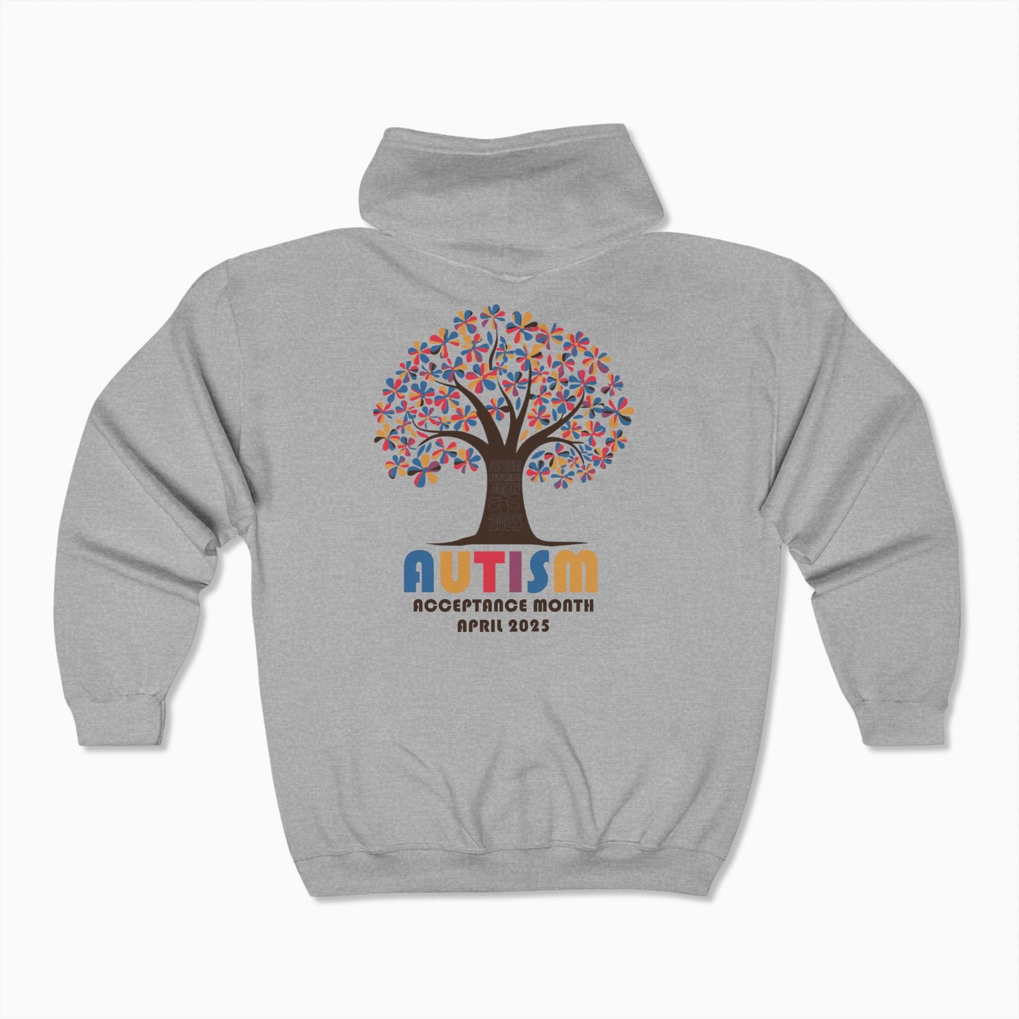 Autism Hoodie By Daily Bloom Autism Awareness 2025 - Tree of Acceptance Zip Up Hoodie