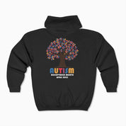 Autism Hoodie By Daily Bloom Autism Awareness 2025 - Tree of Acceptance Zip Up Hoodie