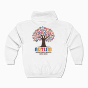 Autism Hoodie By Daily Bloom Autism Awareness 2025 - Tree of Acceptance Zip Up Hoodie