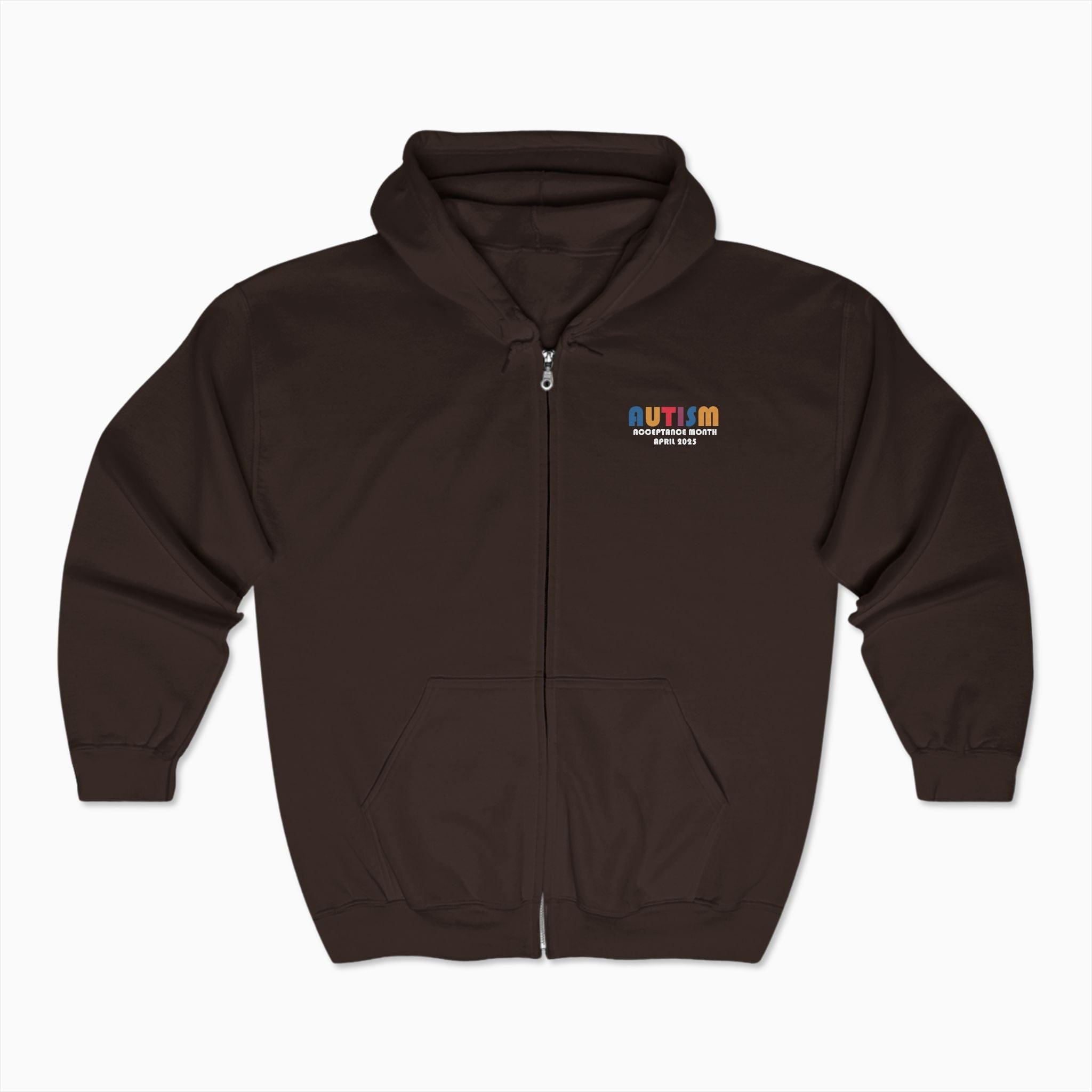 Autism Hoodie By Daily Bloom Autism Awareness 2025 - Tree of Acceptance Zip Up Hoodie Dark Chocolate / S