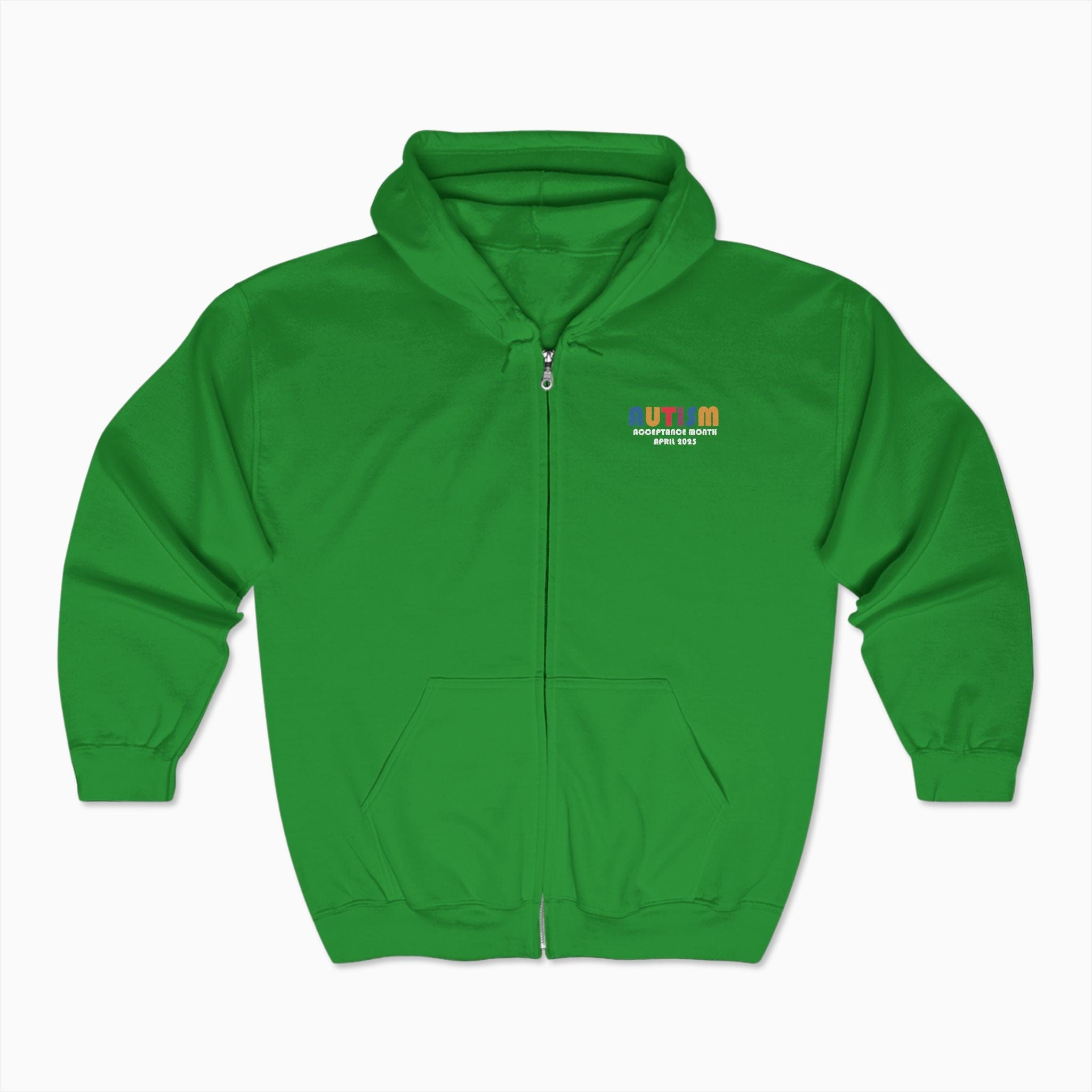 Autism Hoodie By Daily Bloom Autism Awareness 2025 - Tree of Acceptance Zip Up Hoodie Irish Green / S
