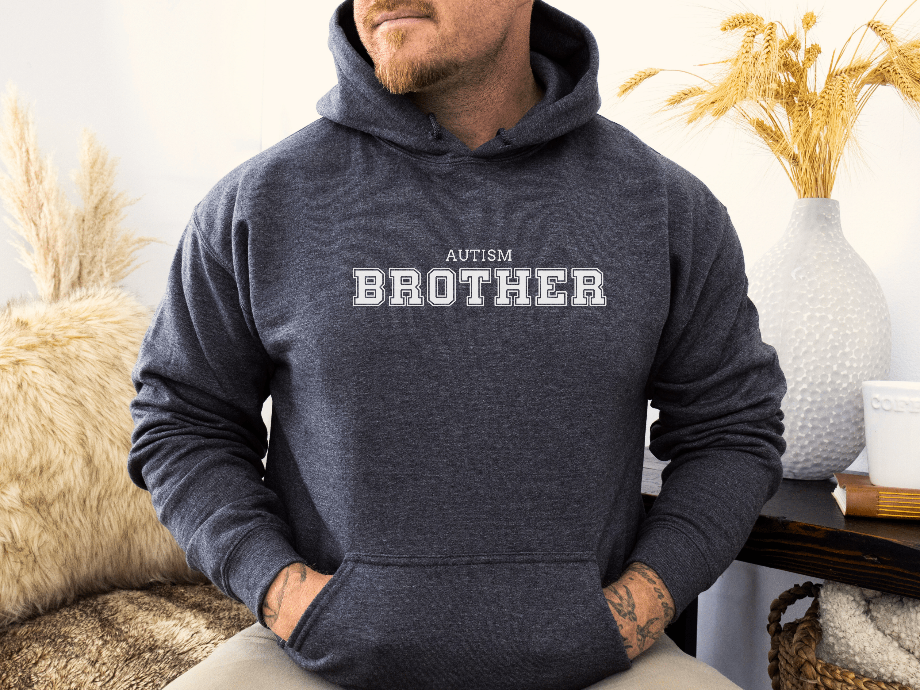 Autism Brother College Men's Hoodie-Neurodiversity, ADHD & Autism Awareness & Acceptance Hoodie by Daily Bloom