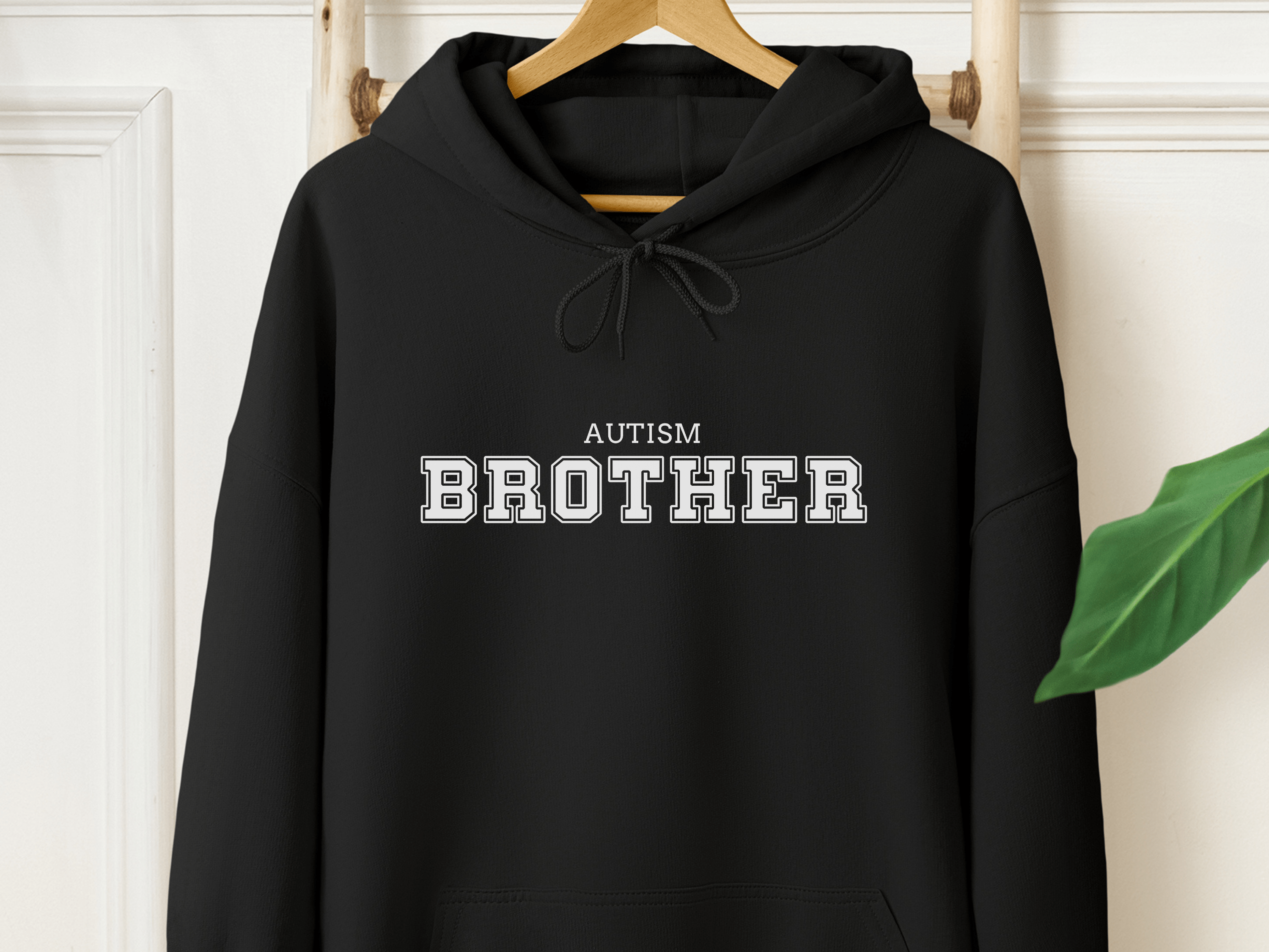 Autism Brother College Men's Hoodie-Black-Neurodiversity, ADHD & Autism Awareness & Acceptance Hoodie by Daily Bloom