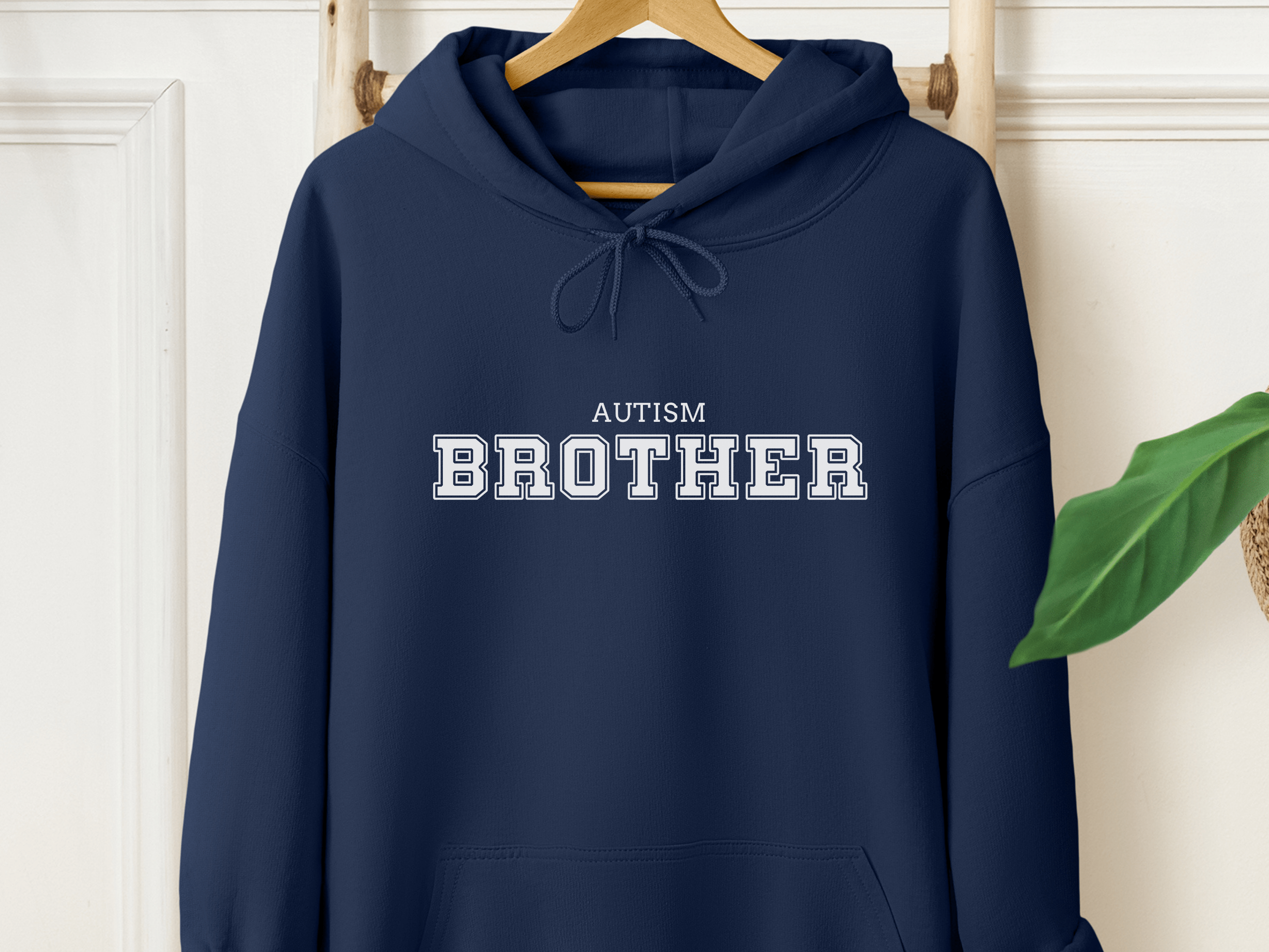 Autism Brother College Men's Hoodie-Navy-Neurodiversity, ADHD & Autism Awareness & Acceptance Hoodie by Daily Bloom