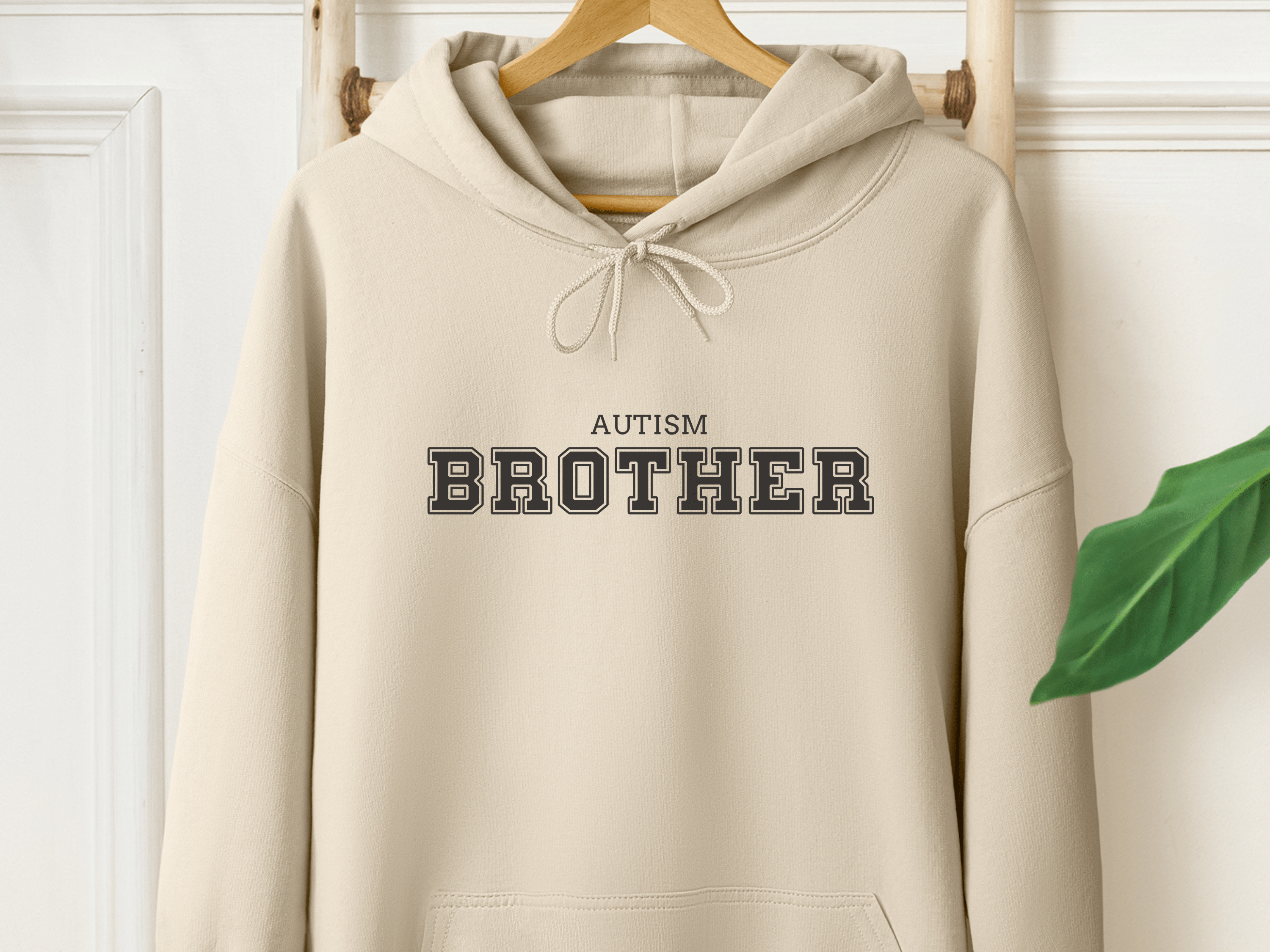 Autism Brother College Men's Hoodie-Sand-Neurodiversity, ADHD & Autism Awareness & Acceptance Hoodie by Daily Bloom
