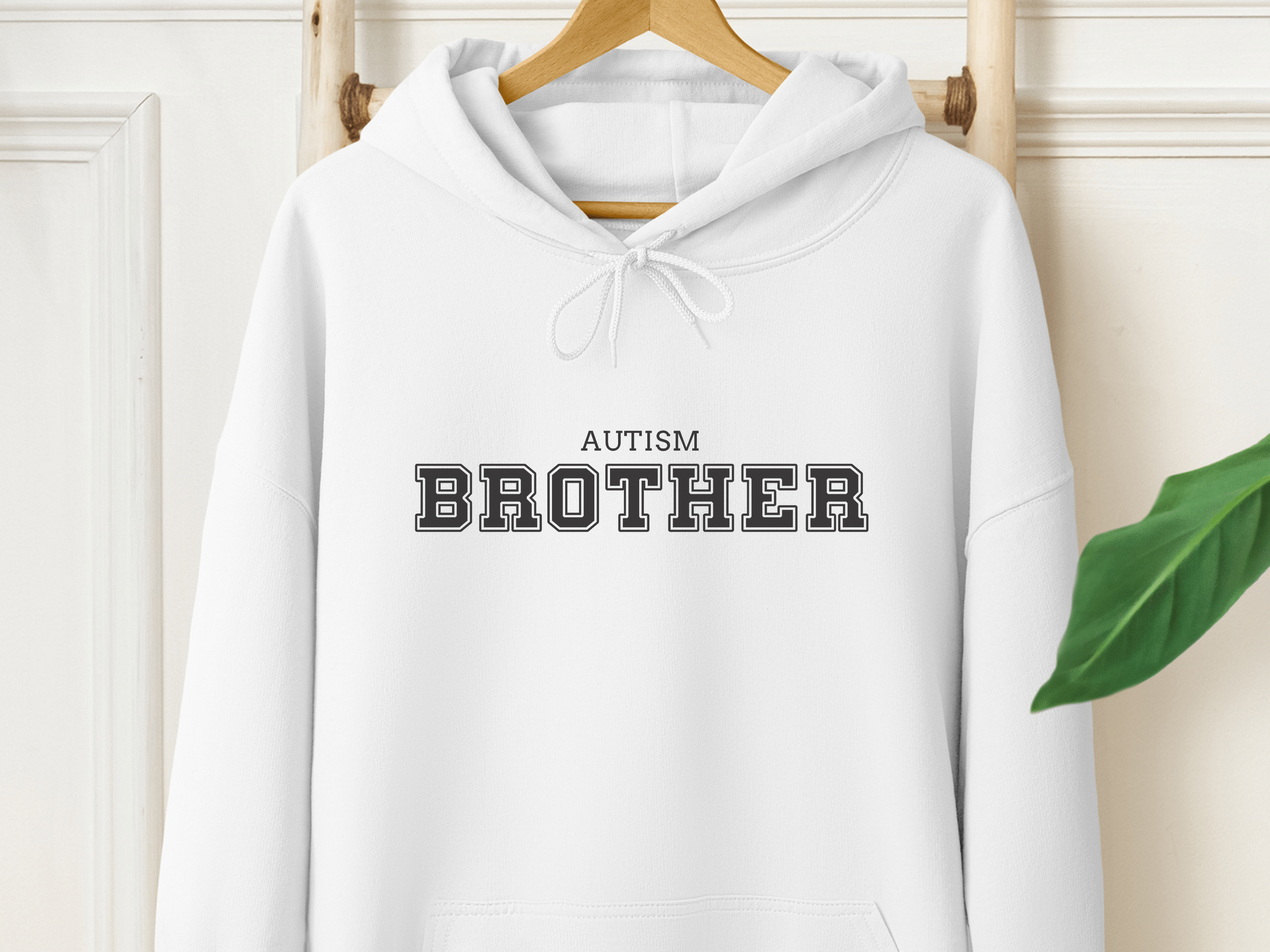 Autism Brother College Men's Hoodie-White-Neurodiversity, ADHD & Autism Awareness & Acceptance Hoodie by Daily Bloom