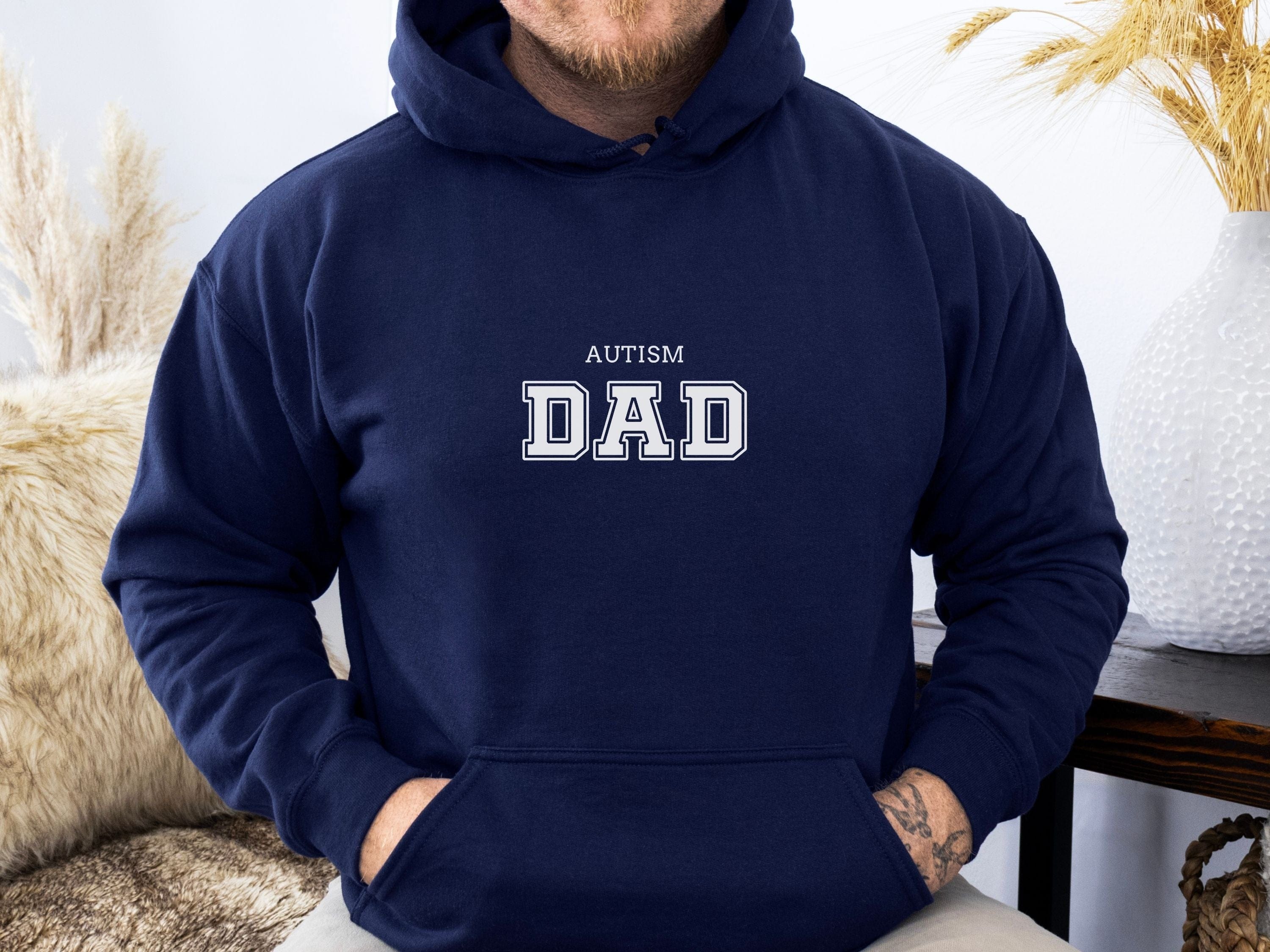 Autism Dad College Hoodie-Neurodiversity, ADHD & Autism Awareness & Acceptance Hoodie by Daily Bloom