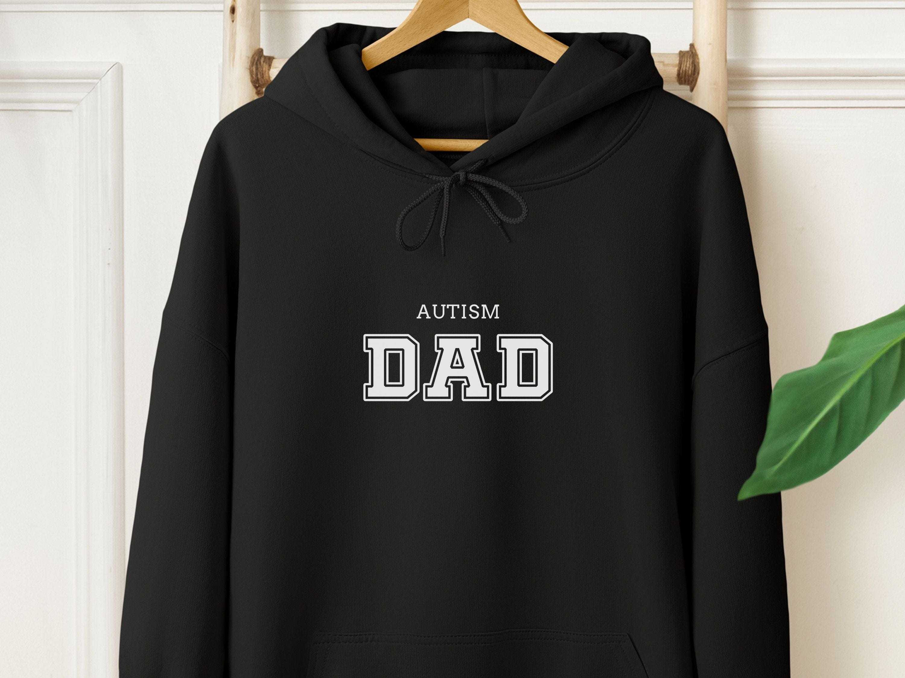 Autism Dad College Hoodie-Black-Neurodiversity, ADHD & Autism Awareness & Acceptance Hoodie by Daily Bloom