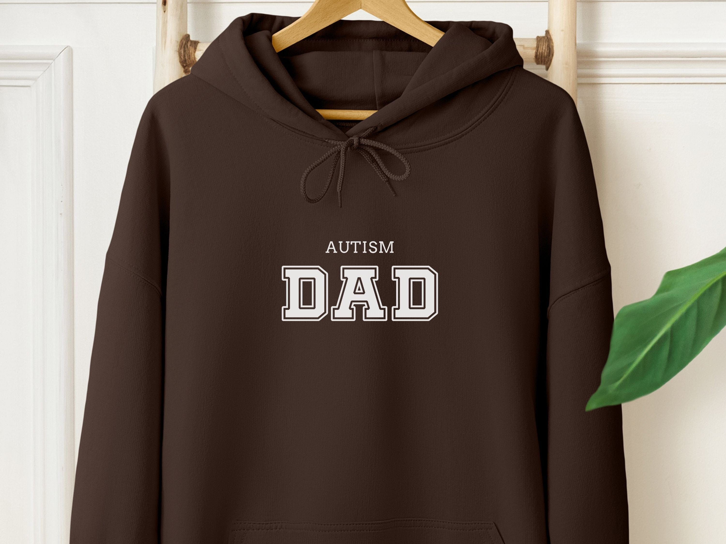 Autism Dad College Hoodie-Dark Chocolate-Neurodiversity, ADHD & Autism Awareness & Acceptance Hoodie by Daily Bloom