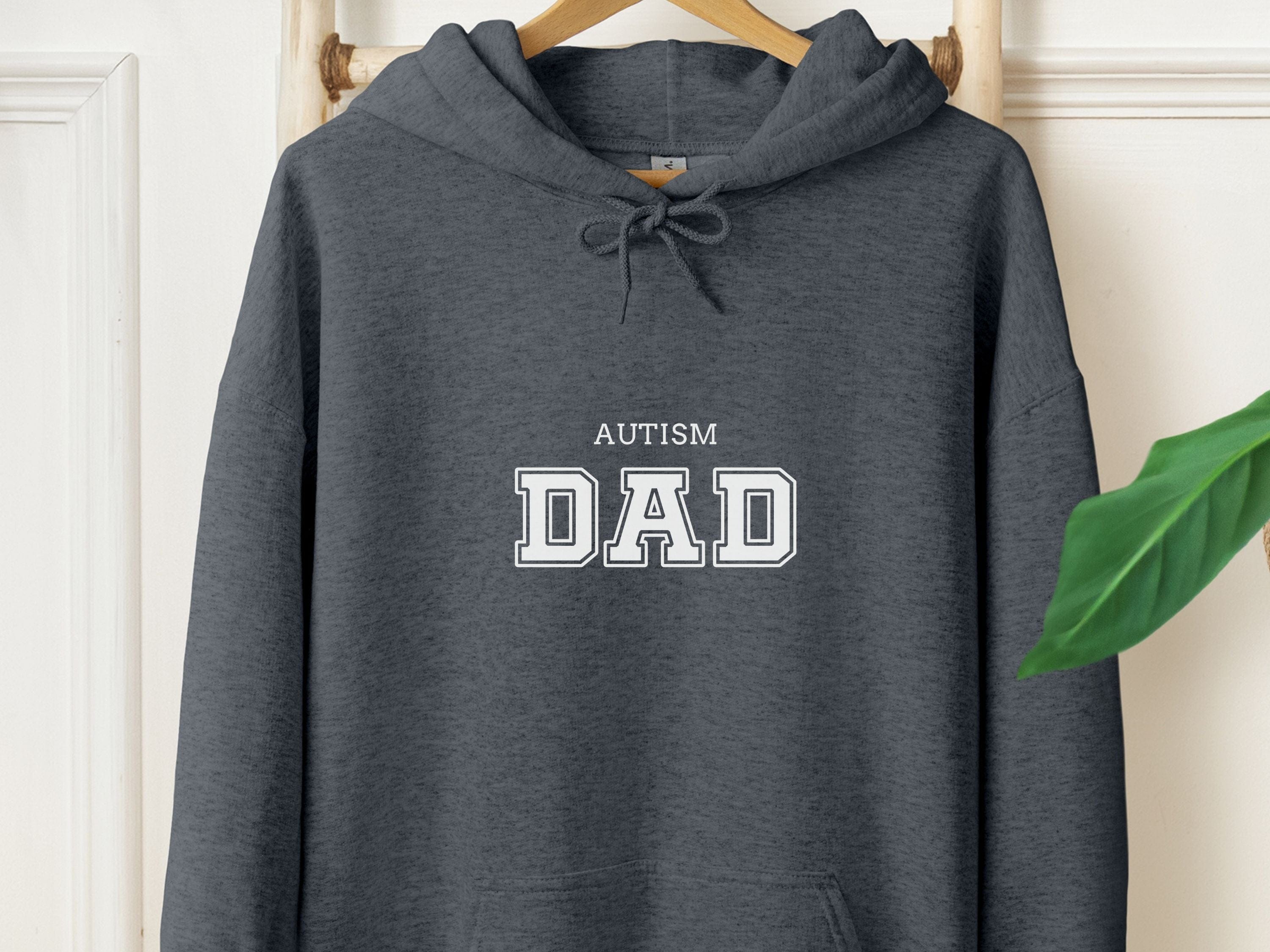 Autism Dad College Hoodie-Dark Heather-Neurodiversity, ADHD & Autism Awareness & Acceptance Hoodie by Daily Bloom