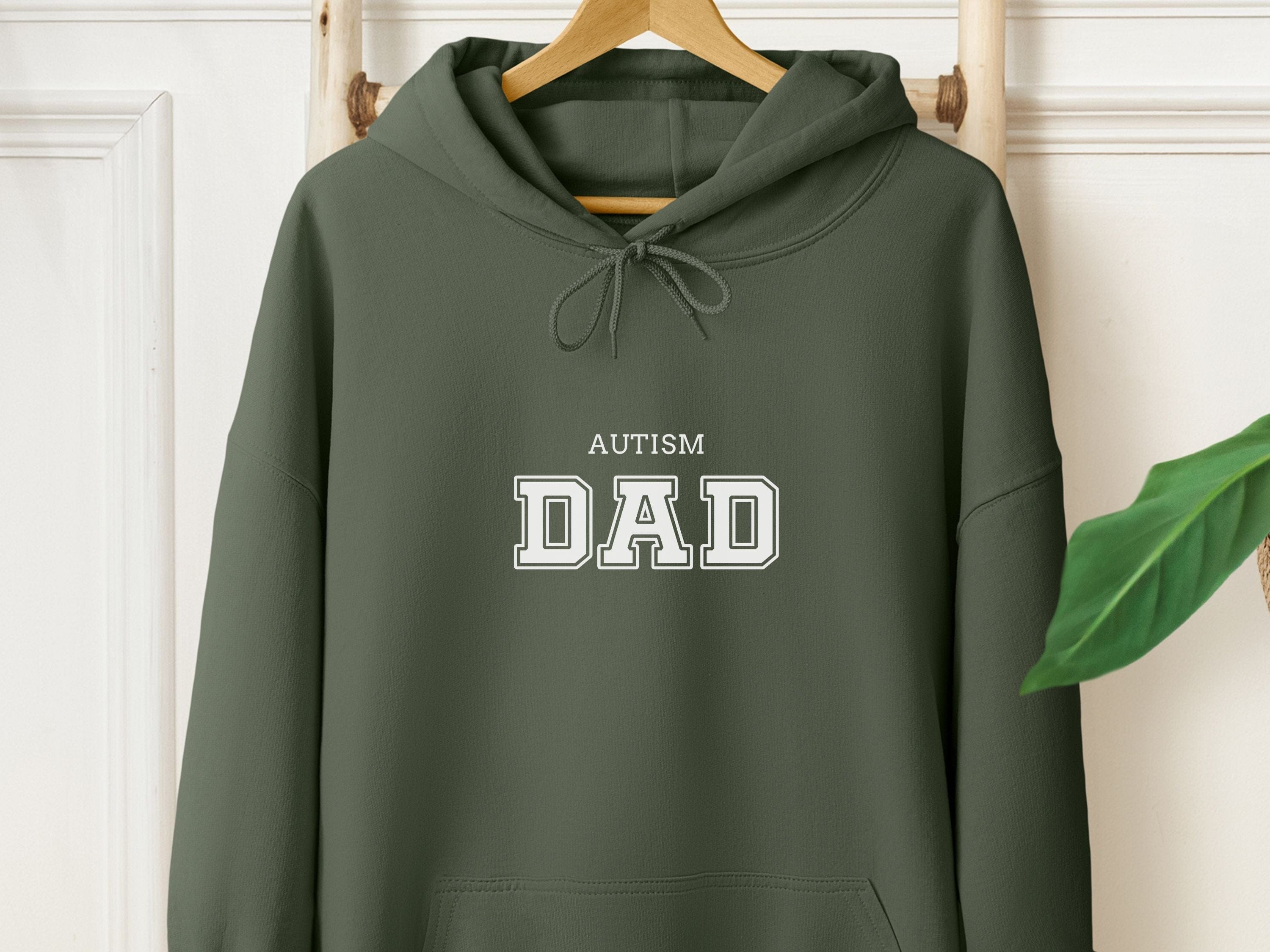 Autism Dad College Hoodie-Military Green-Neurodiversity, ADHD & Autism Awareness & Acceptance Hoodie by Daily Bloom