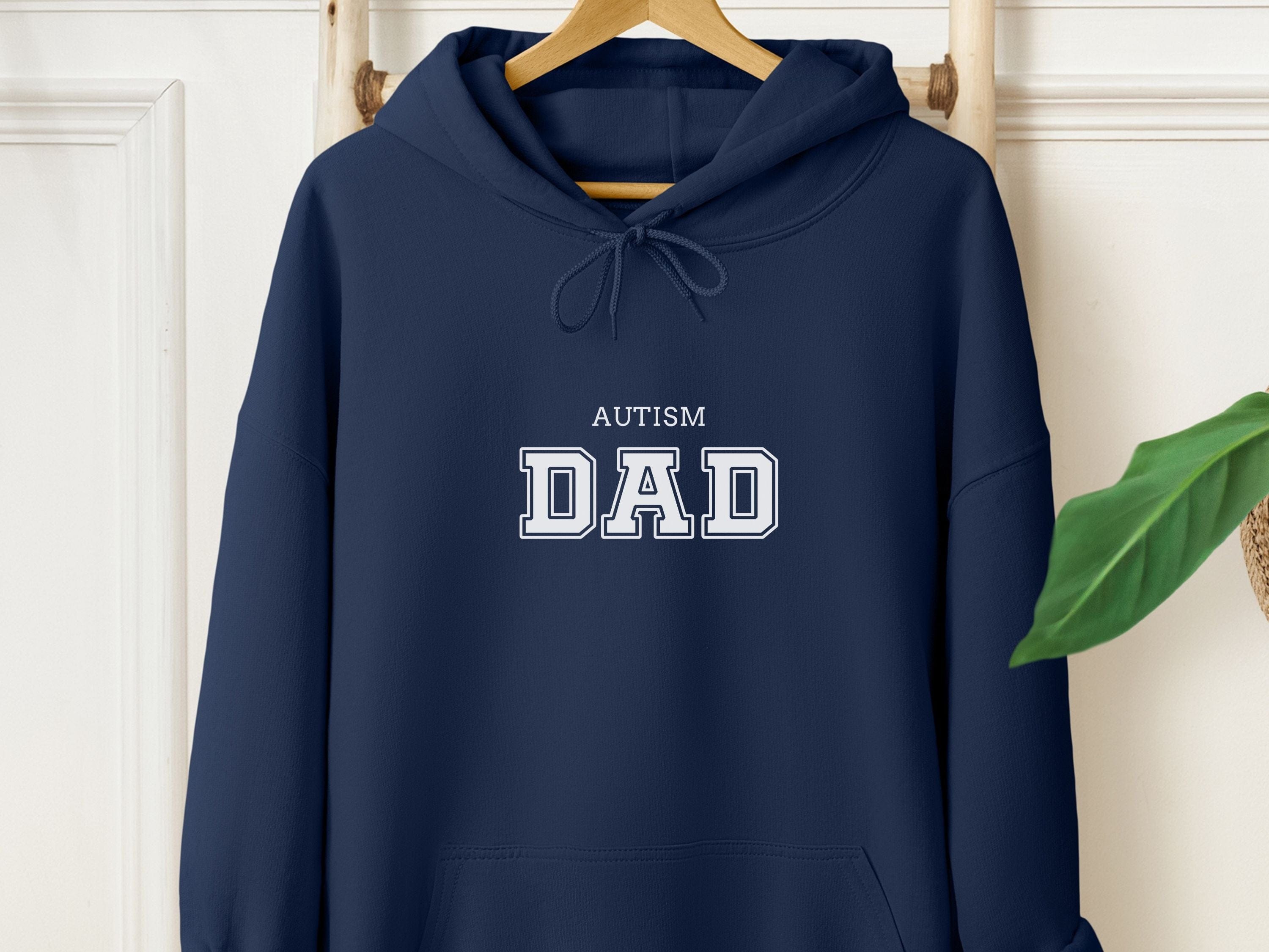 Autism Dad College Hoodie-Navy-Neurodiversity, ADHD & Autism Awareness & Acceptance Hoodie by Daily Bloom