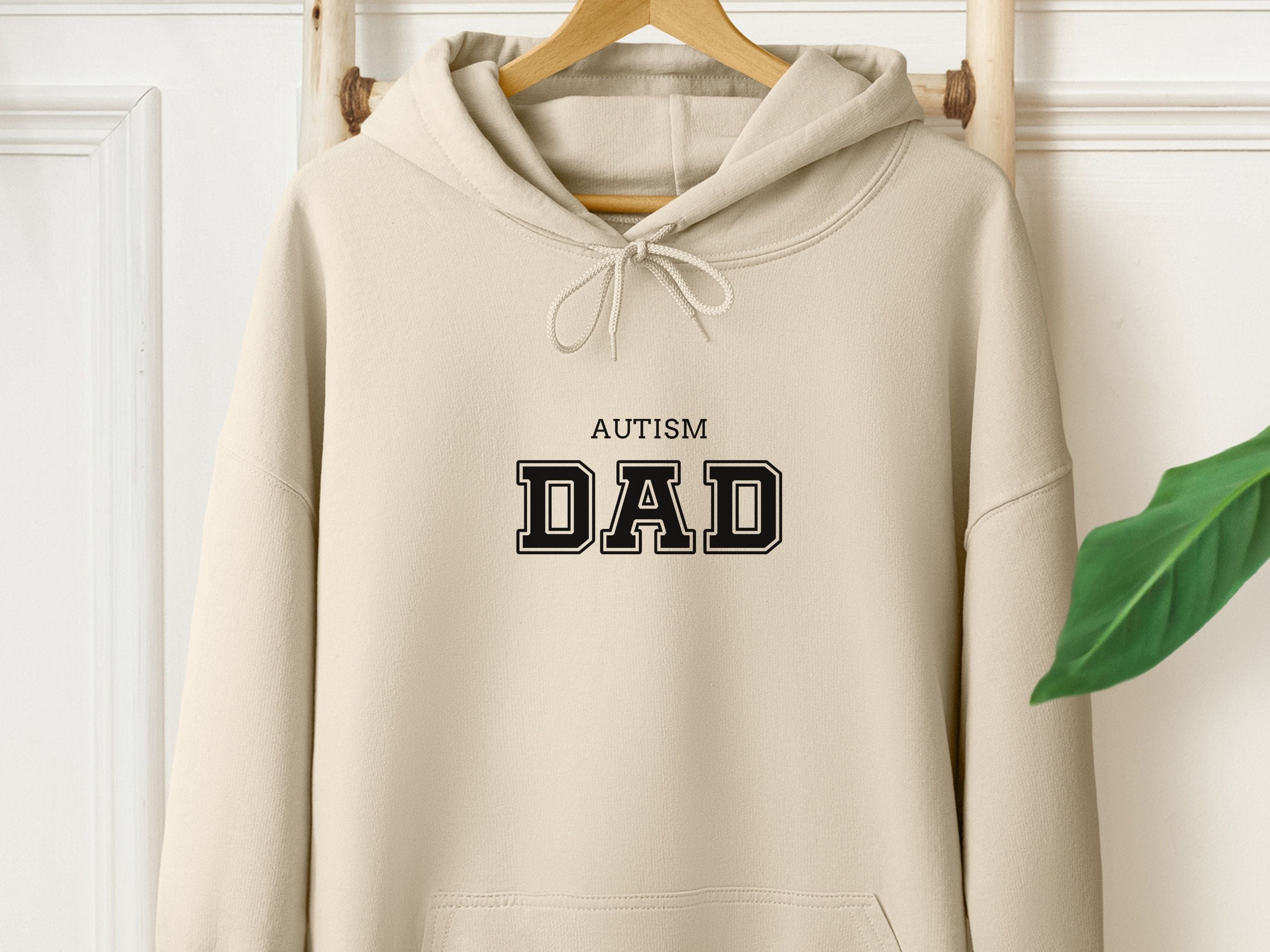 Autism Dad College Hoodie-Sand-Neurodiversity, ADHD & Autism Awareness & Acceptance Hoodie by Daily Bloom