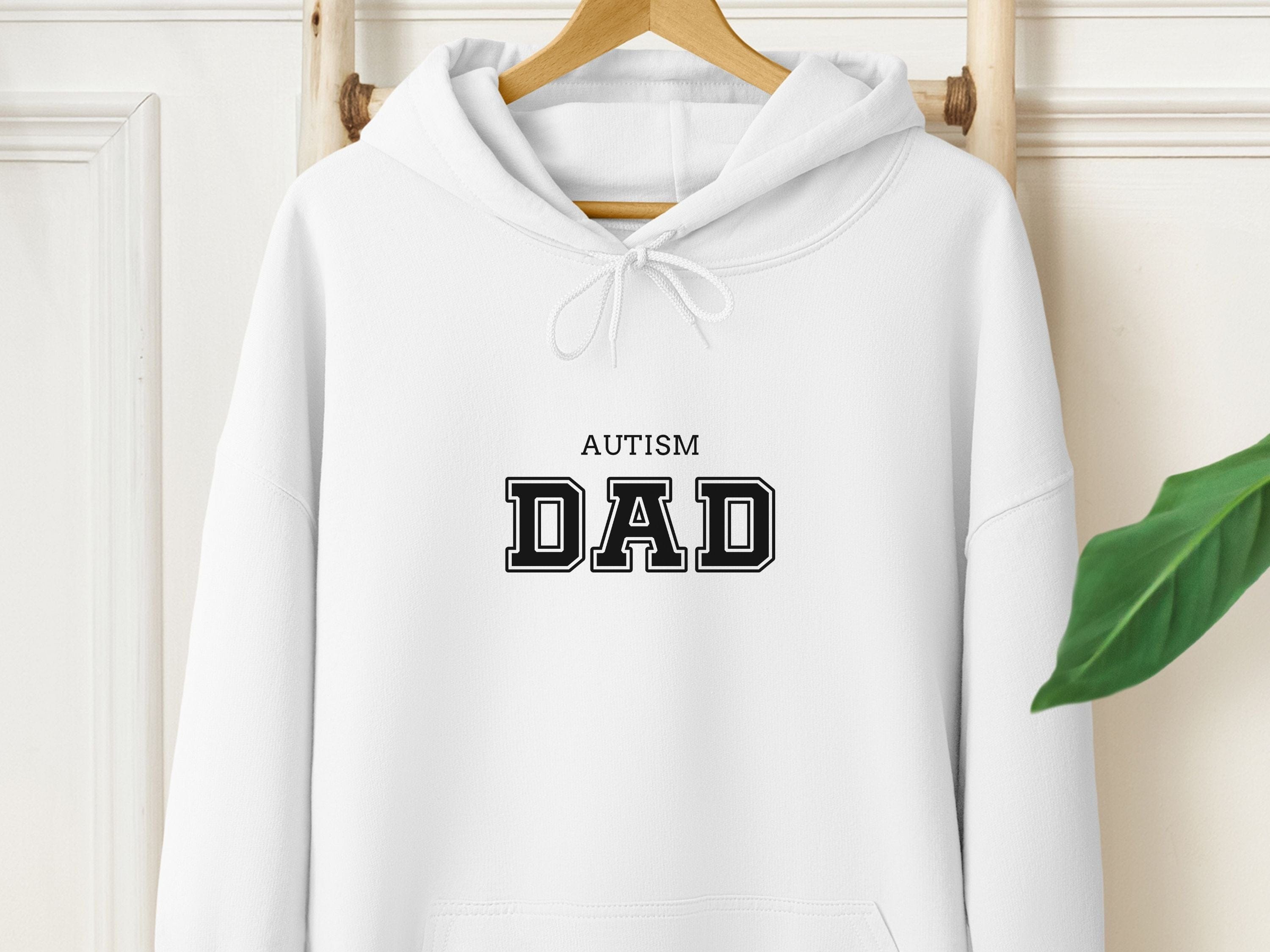 Autism Dad College Hoodie-White-Neurodiversity, ADHD & Autism Awareness & Acceptance Hoodie by Daily Bloom