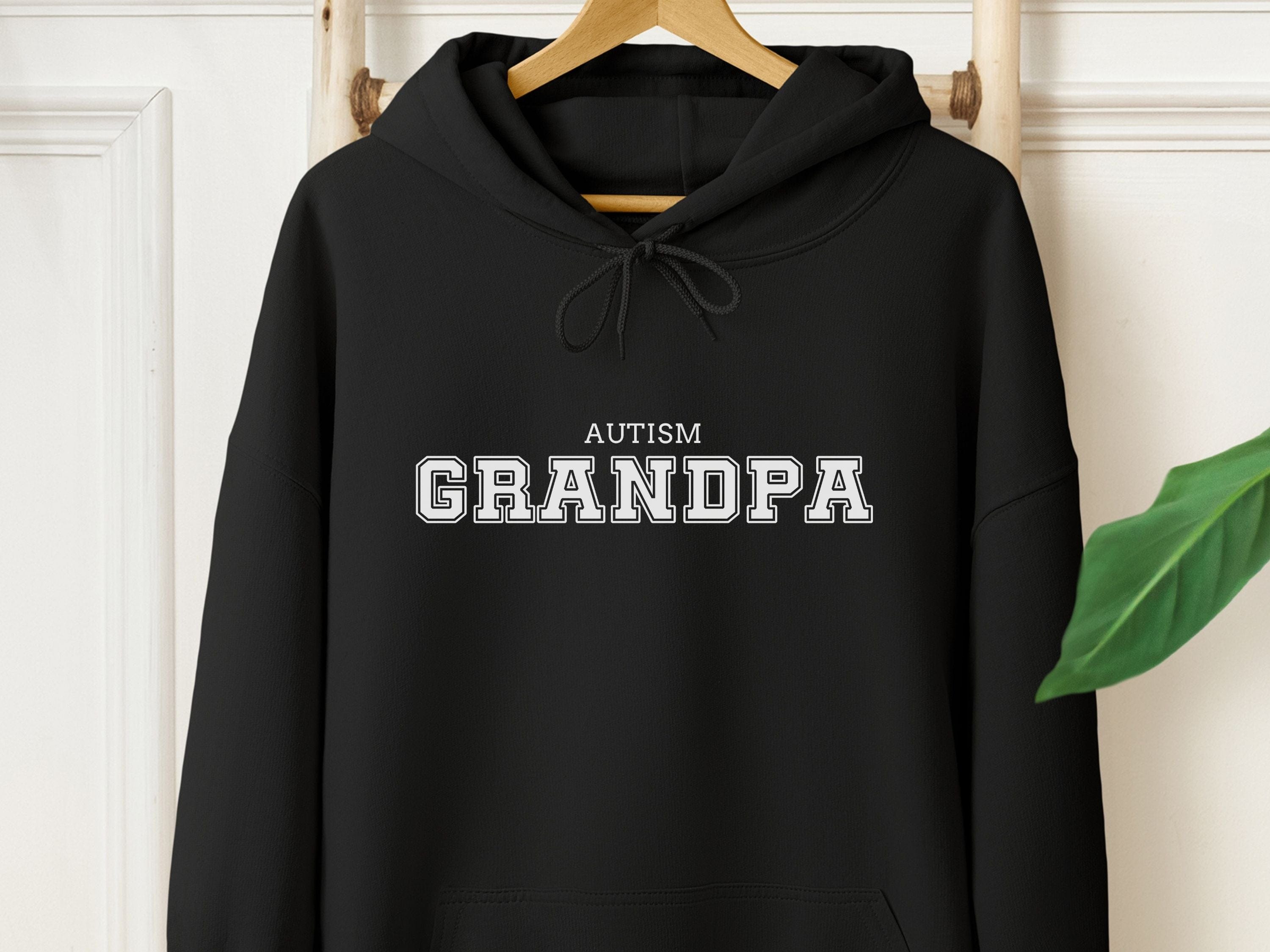 Autism Grandpa College Hoodie-Black-Neurodiversity, ADHD & Autism Awareness & Acceptance Hoodie by Daily Bloom