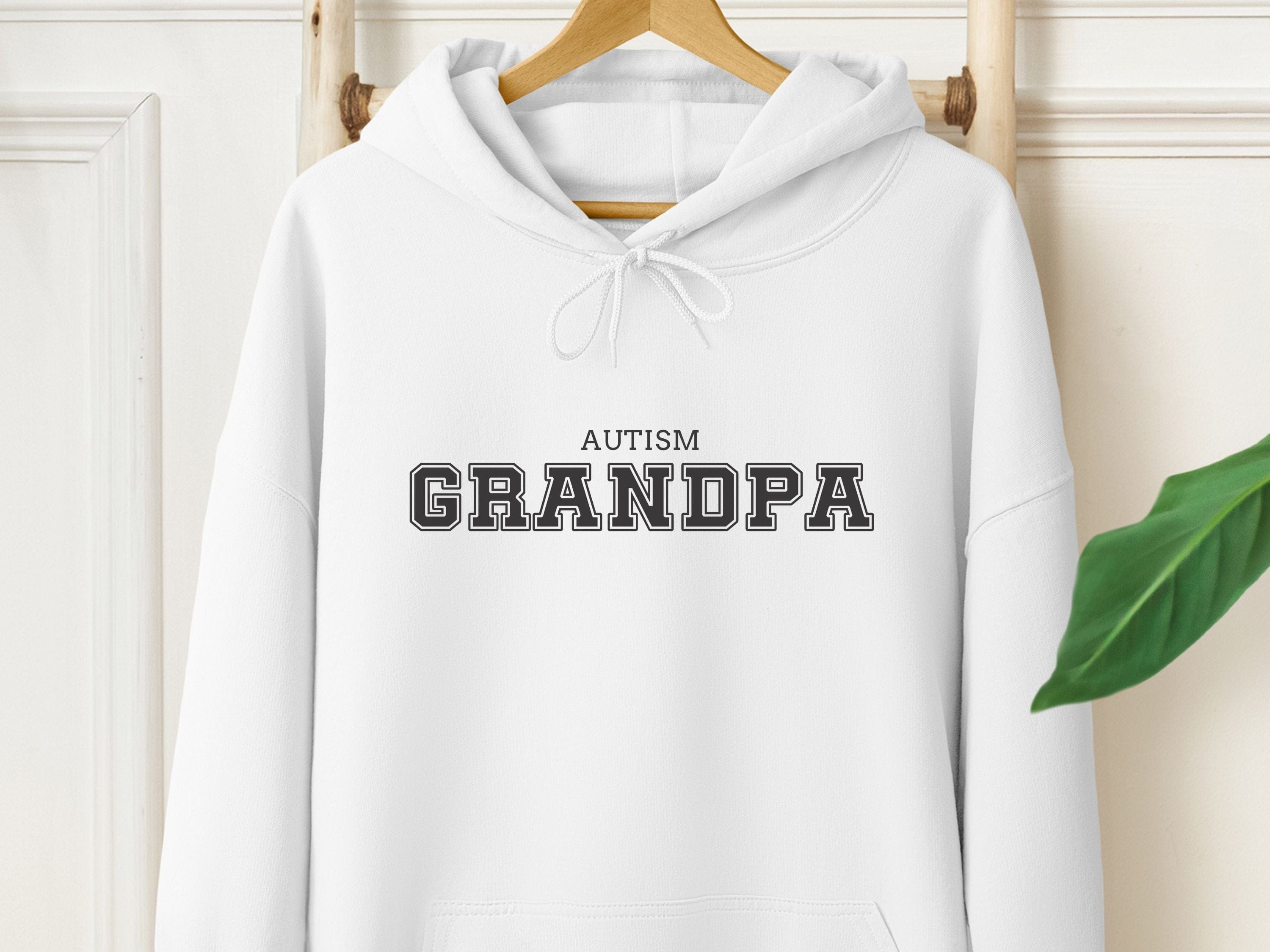 Autism Grandpa College Hoodie-White-Neurodiversity, ADHD & Autism Awareness & Acceptance Hoodie by Daily Bloom