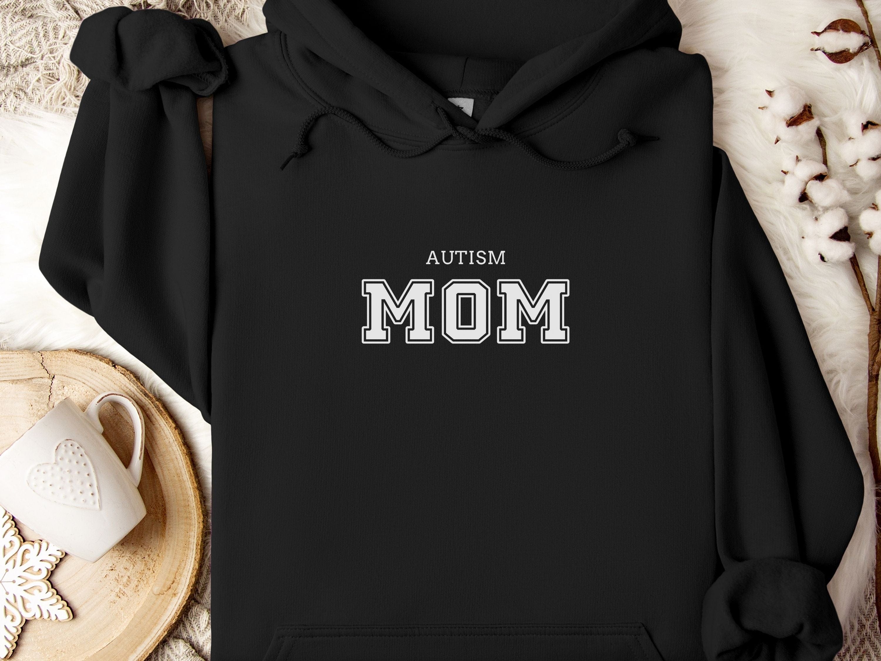 Autism Mom Hoodie - Collegiate Edition-Black-Neurodiversity, ADHD & Autism Awareness & Acceptance Hoodie by Daily Bloom