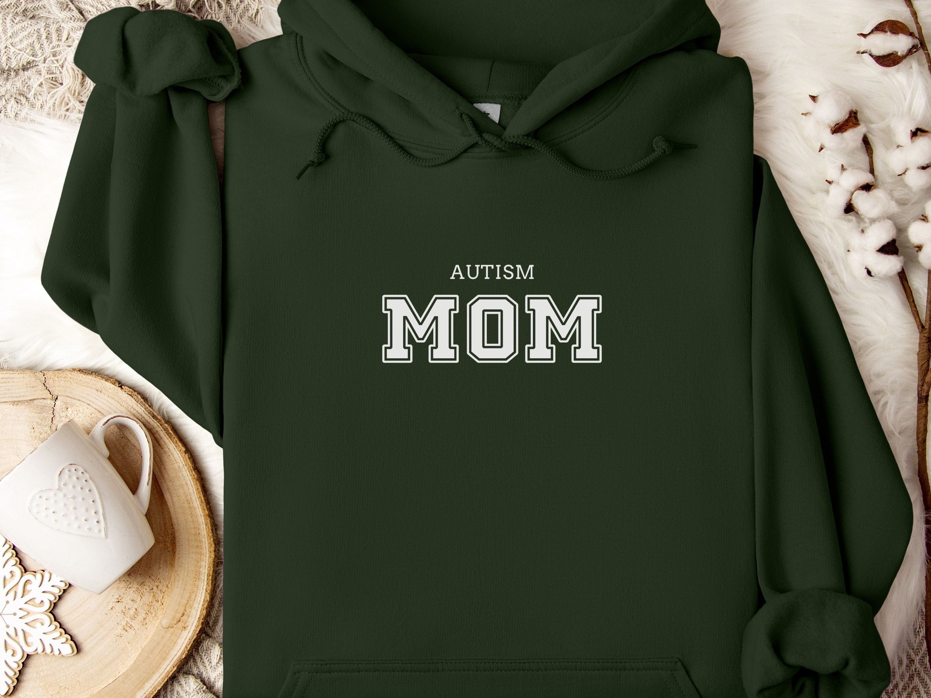 Autism Mom Hoodie - Collegiate Edition-Forest Green-Neurodiversity, ADHD & Autism Awareness & Acceptance Hoodie by Daily Bloom
