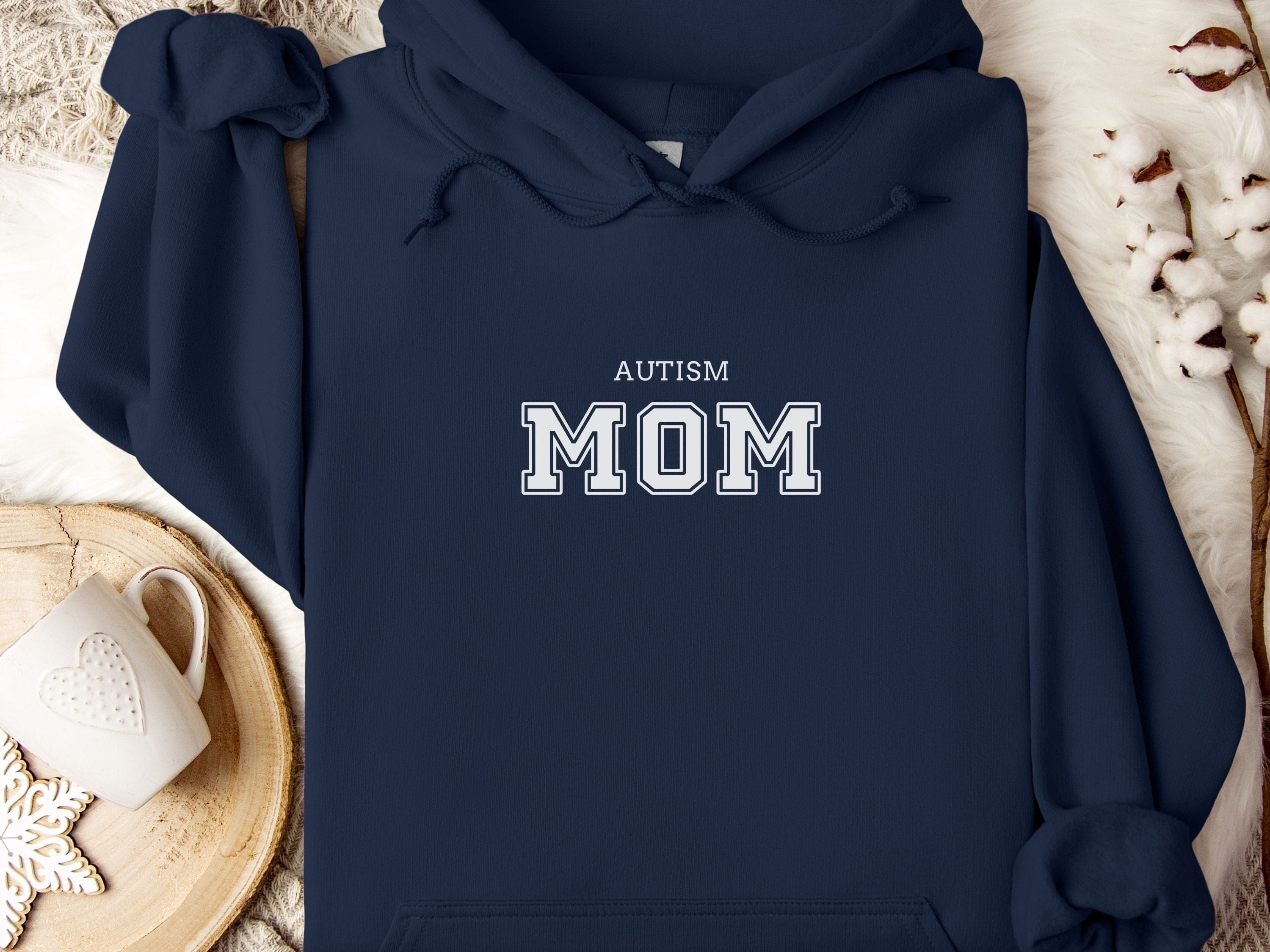Autism Mom Hoodie - Collegiate Edition-Navy-Neurodiversity, ADHD & Autism Awareness & Acceptance Hoodie by Daily Bloom