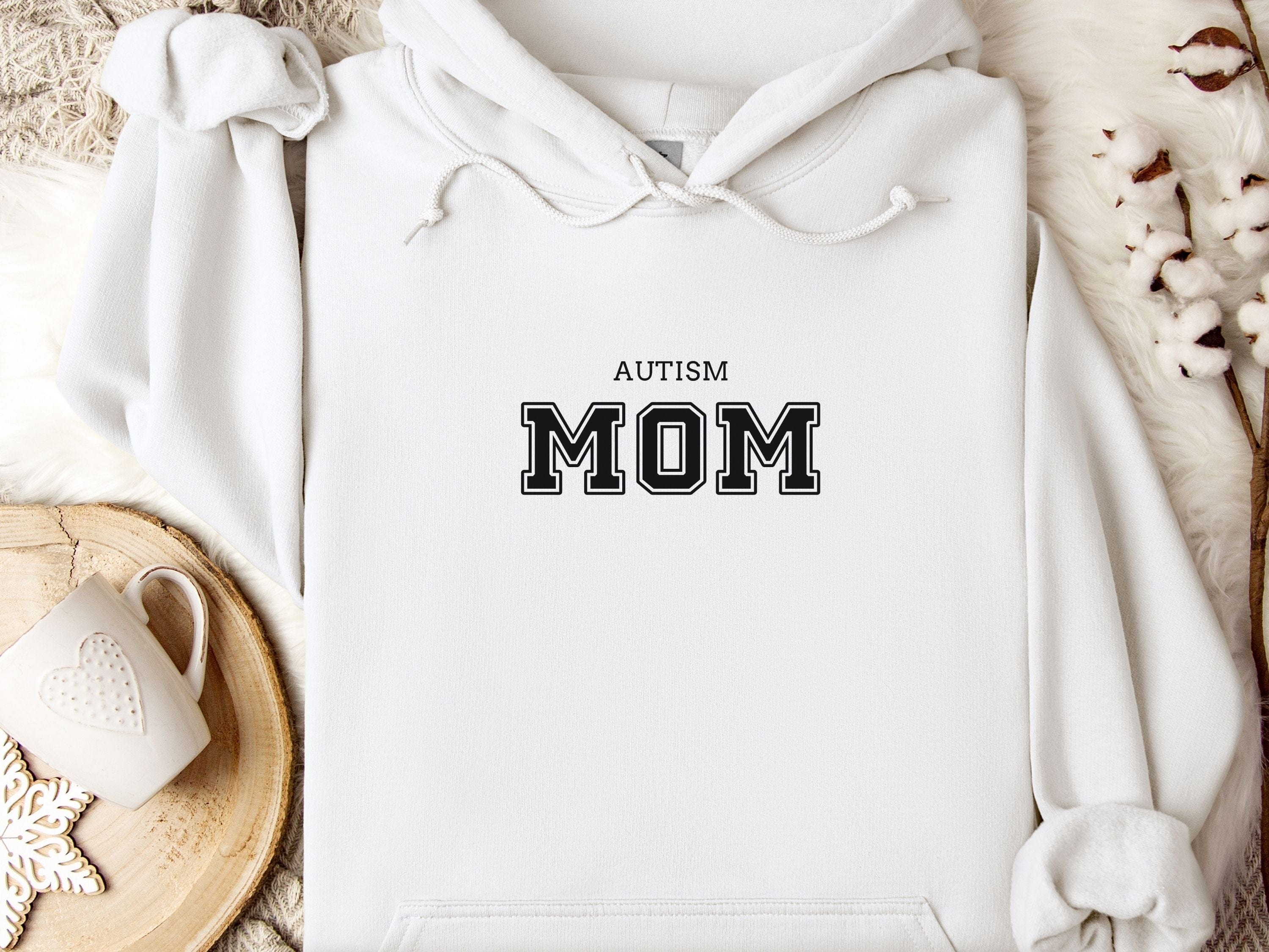 Autism Mom Hoodie - Collegiate Edition-White-Neurodiversity, ADHD & Autism Awareness & Acceptance Hoodie by Daily Bloom