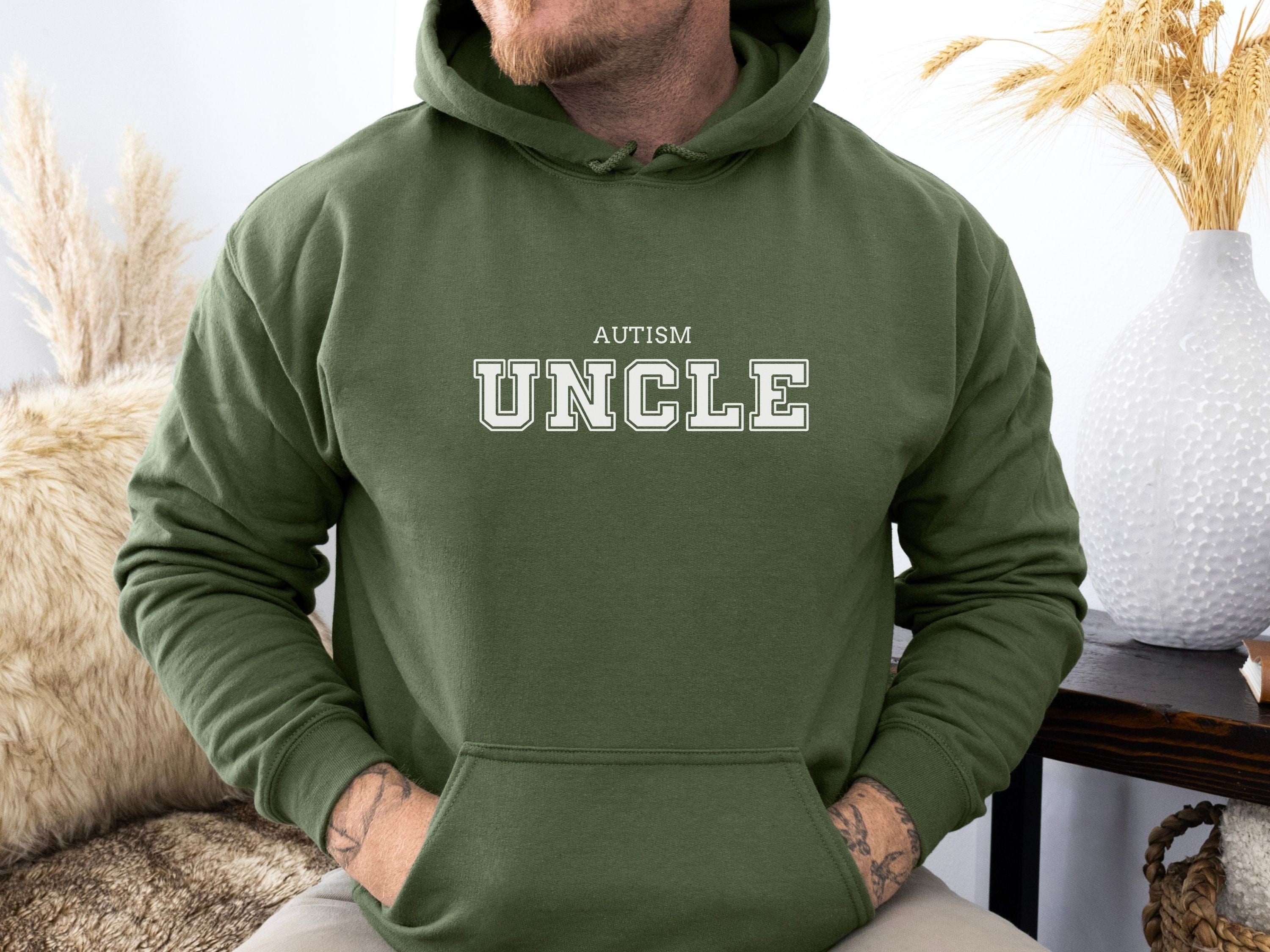 Autism Uncle College Hoodie-Neurodiversity, ADHD & Autism Awareness & Acceptance Hoodie by Daily Bloom