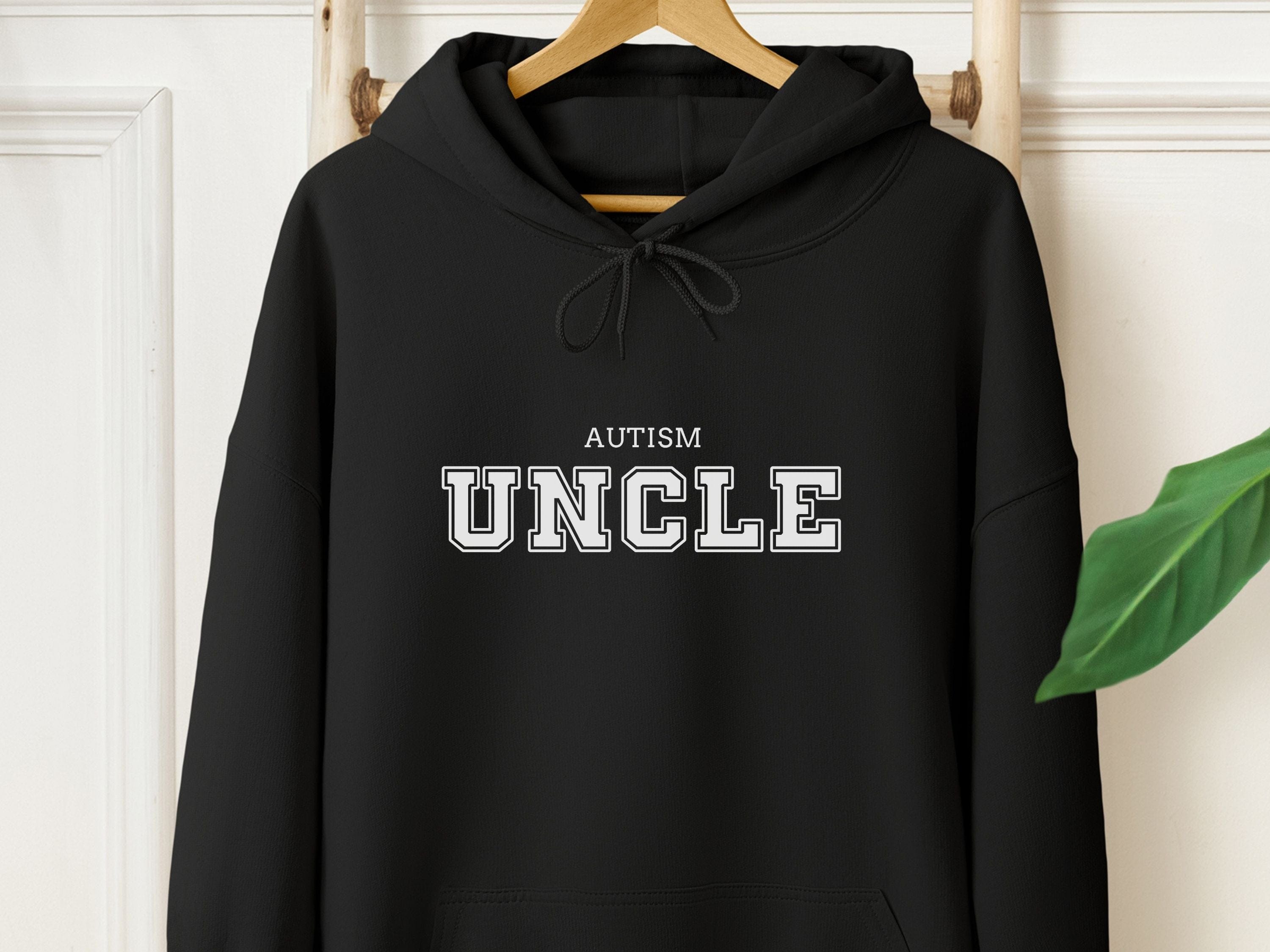 Autism Uncle College Hoodie-Black-Neurodiversity, ADHD & Autism Awareness & Acceptance Hoodie by Daily Bloom