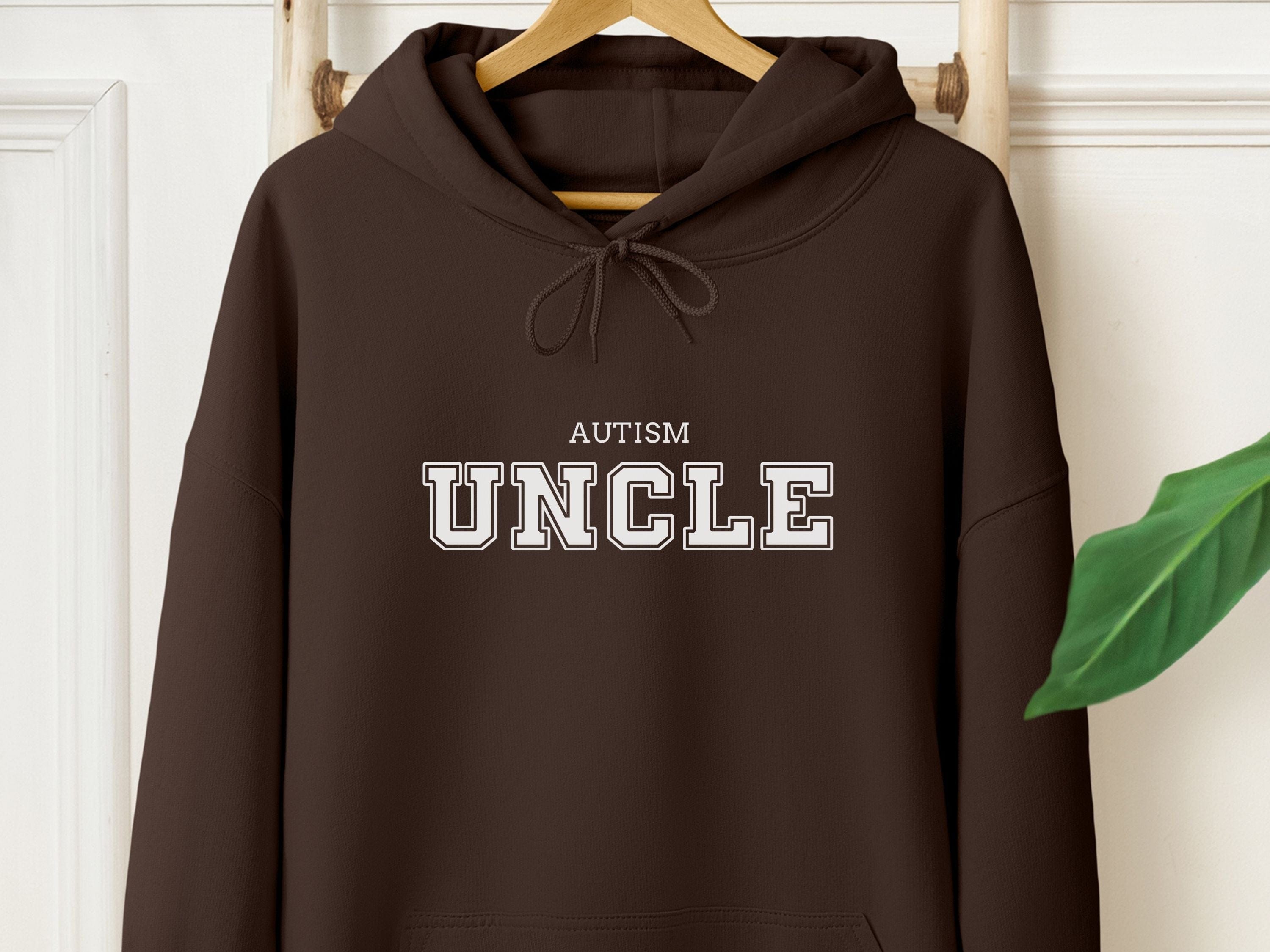 Autism Uncle College Hoodie-Dark Chocolate-Neurodiversity, ADHD & Autism Awareness & Acceptance Hoodie by Daily Bloom