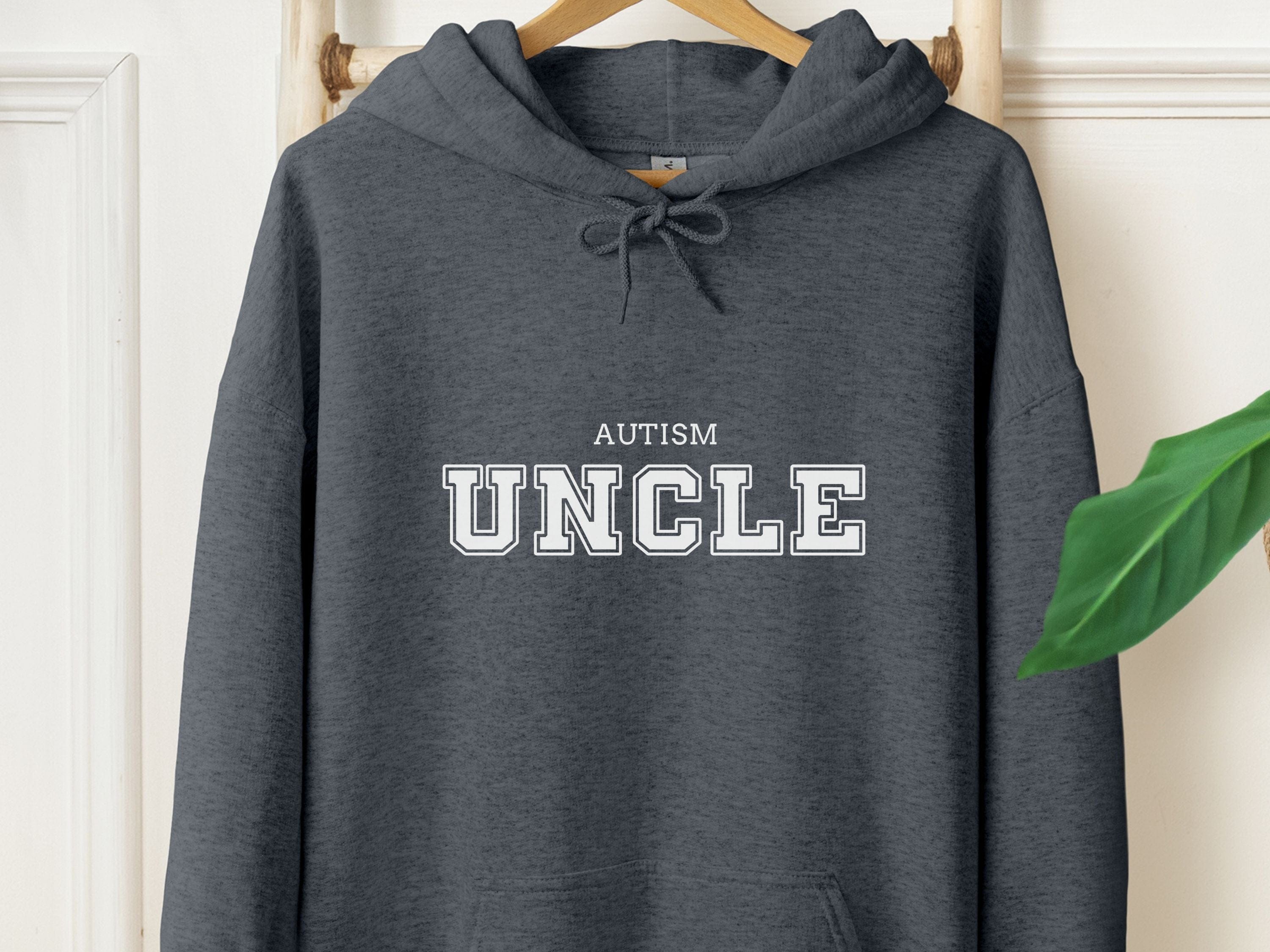 Autism Uncle College Hoodie-Dark Heather-Neurodiversity, ADHD & Autism Awareness & Acceptance Hoodie by Daily Bloom