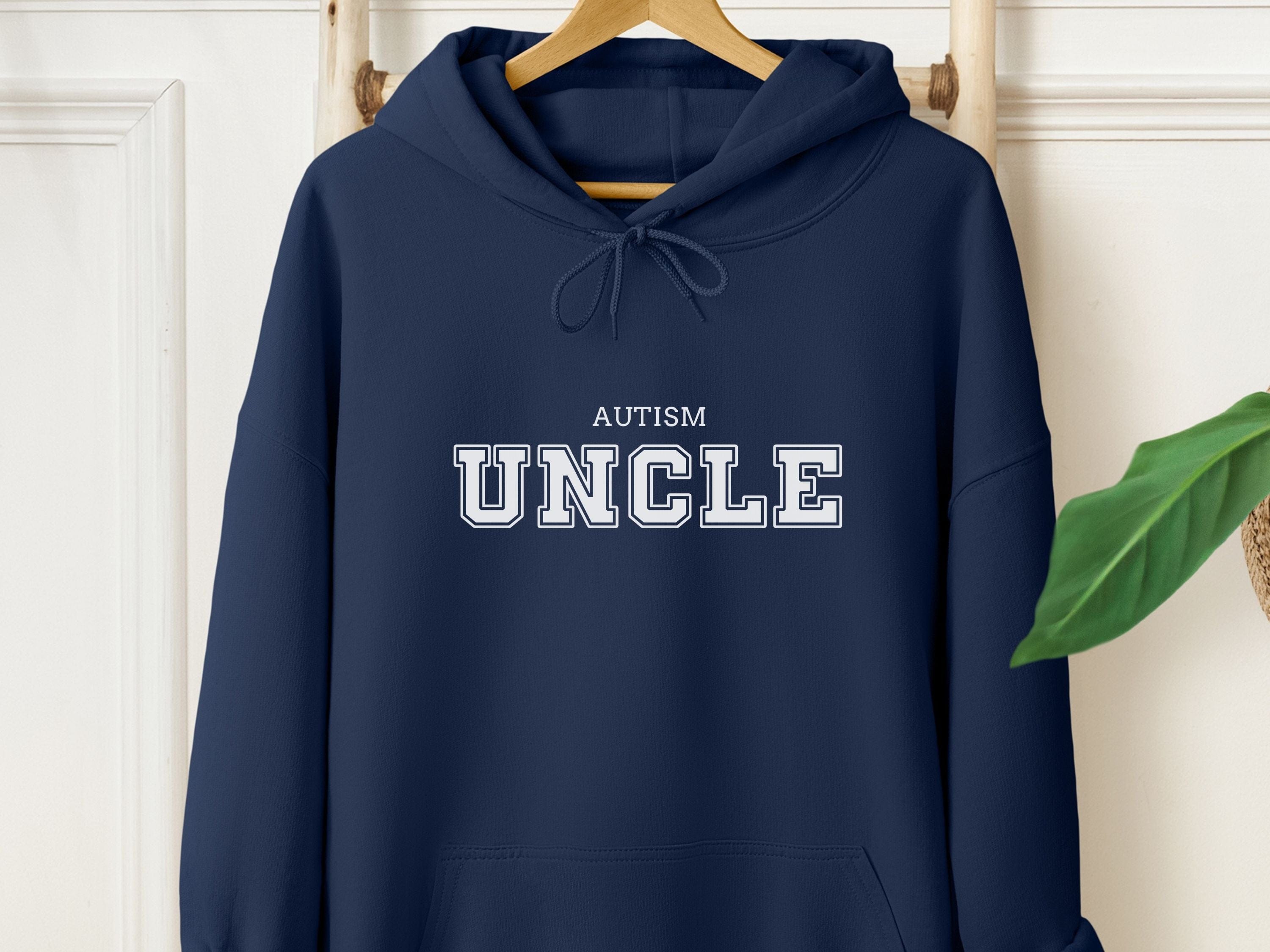 Autism Uncle College Hoodie-Navy-Neurodiversity, ADHD & Autism Awareness & Acceptance Hoodie by Daily Bloom