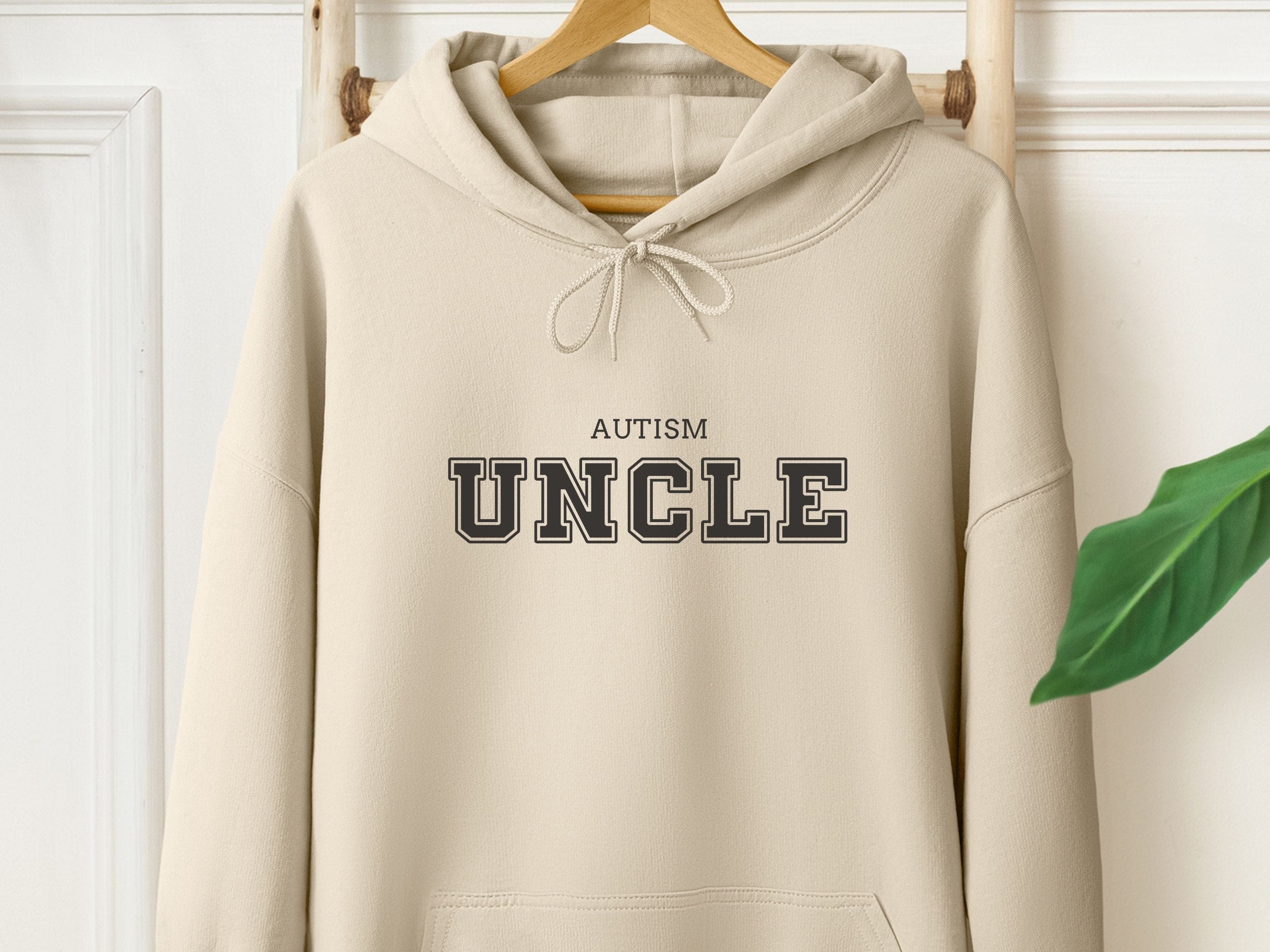 Autism Uncle College Hoodie-Sand-Neurodiversity, ADHD & Autism Awareness & Acceptance Hoodie by Daily Bloom