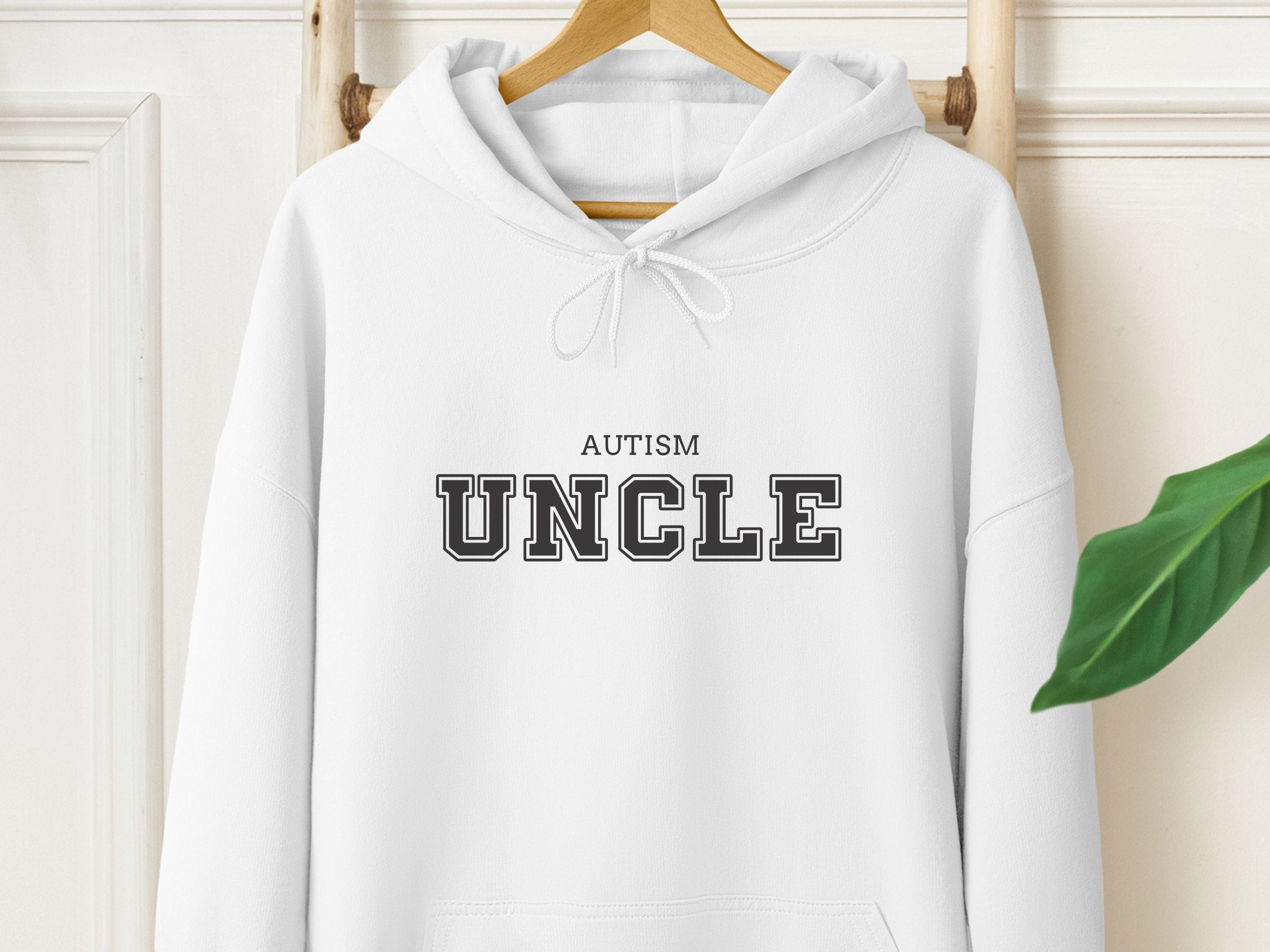 Autism Uncle College Hoodie-White-Neurodiversity, ADHD & Autism Awareness & Acceptance Hoodie by Daily Bloom