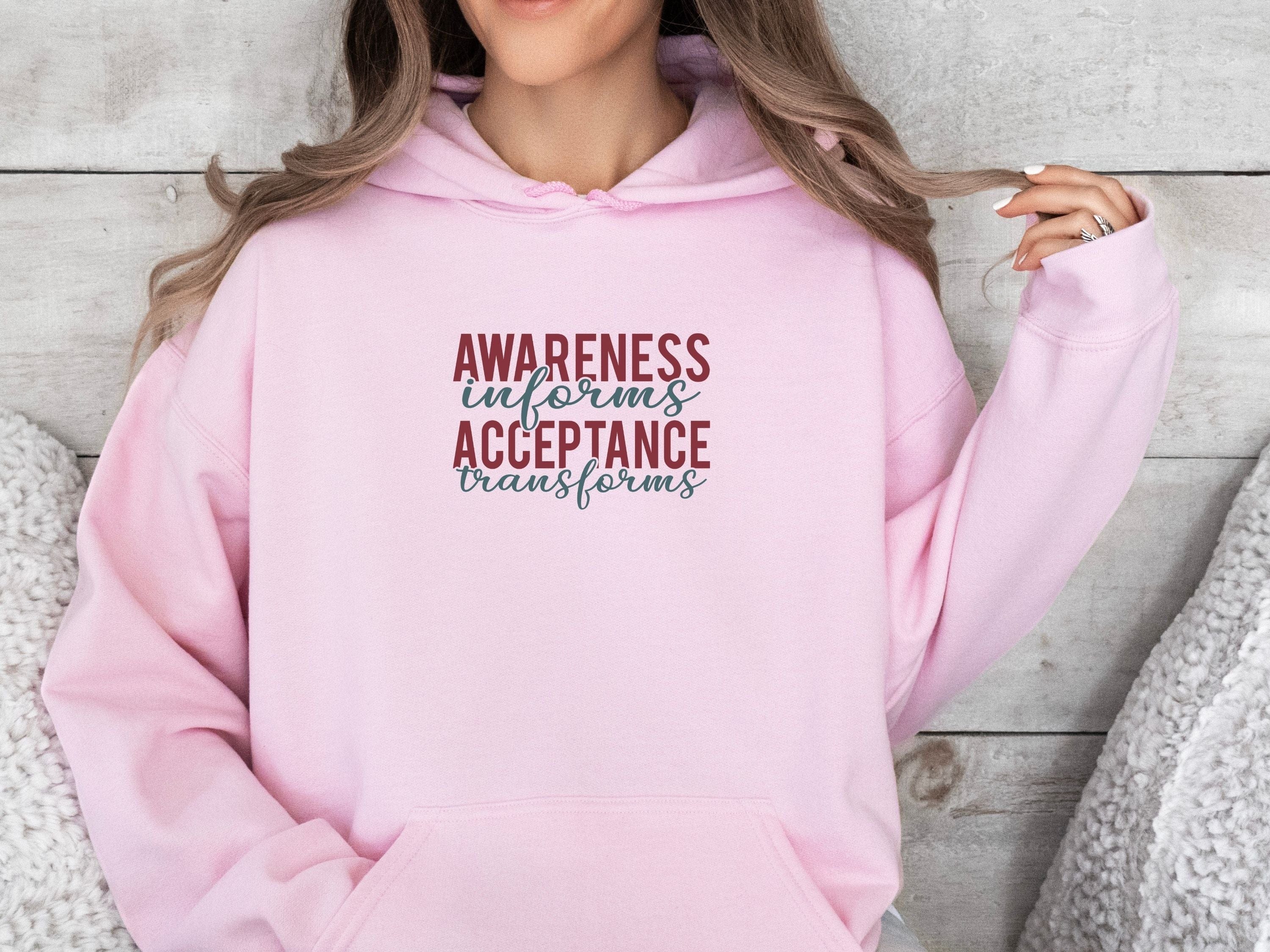 Awareness Informs Acceptance Transforms Hoodie-Neurodiversity, ADHD & Autism Awareness & Acceptance Hoodie by Daily Bloom