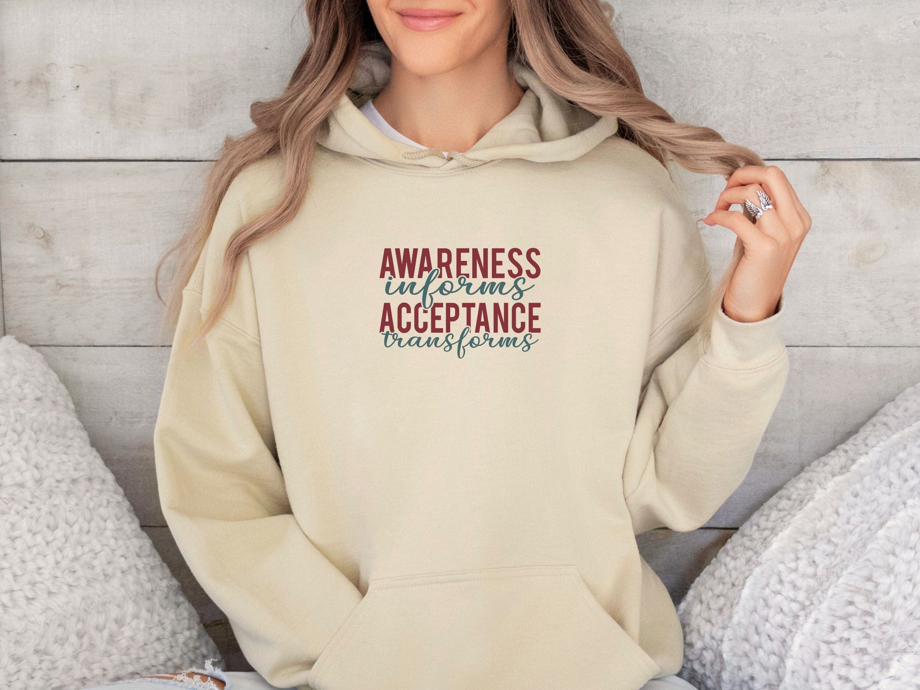 Awareness Informs Acceptance Transforms Hoodie-Neurodiversity, ADHD & Autism Awareness & Acceptance Hoodie by Daily Bloom