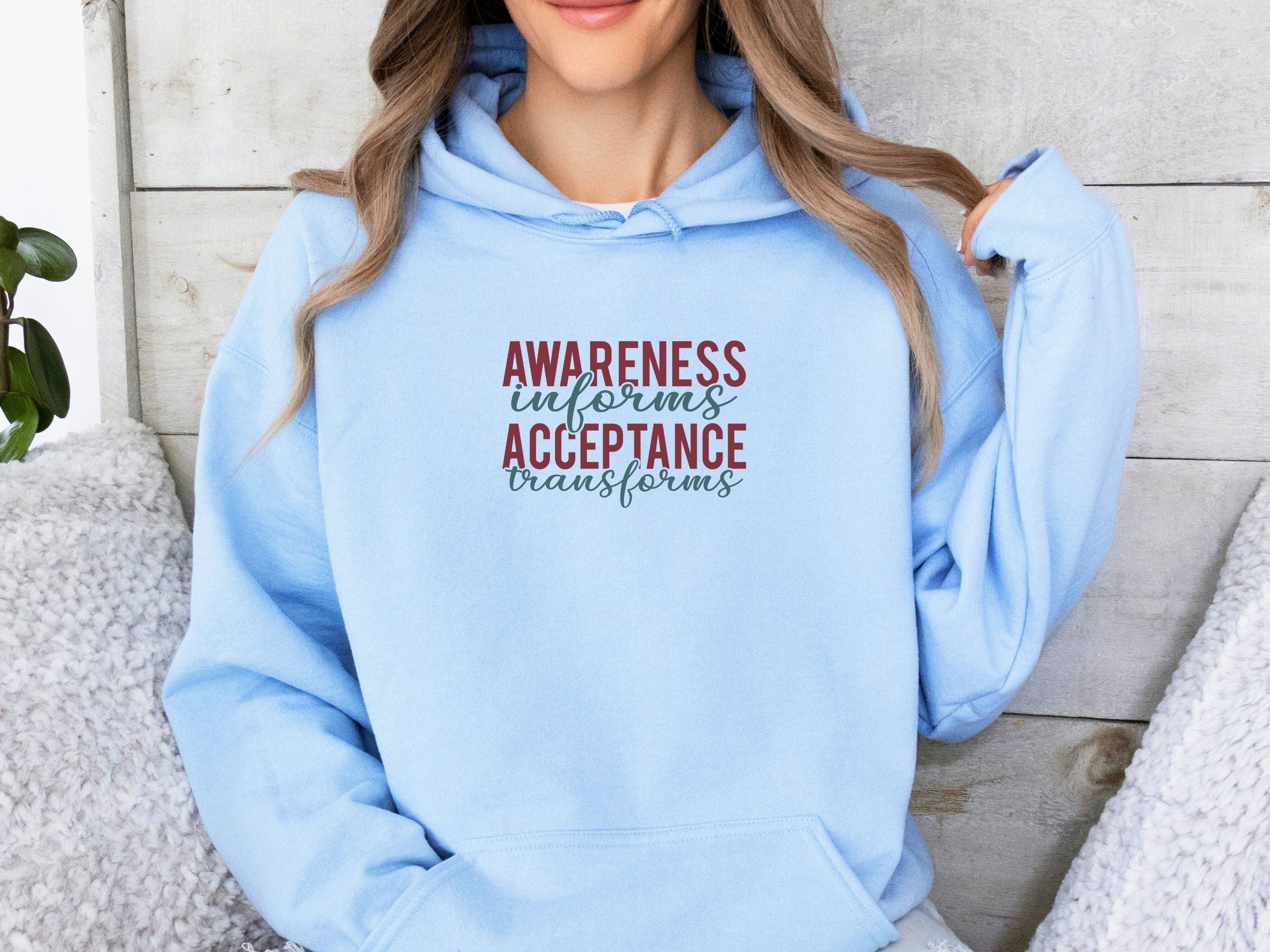 Awareness Informs Acceptance Transforms Hoodie-Neurodiversity, ADHD & Autism Awareness & Acceptance Hoodie by Daily Bloom