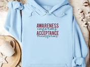 Awareness Informs Acceptance Transforms Hoodie-Light Blue-Neurodiversity, ADHD & Autism Awareness & Acceptance Hoodie by Daily Bloom