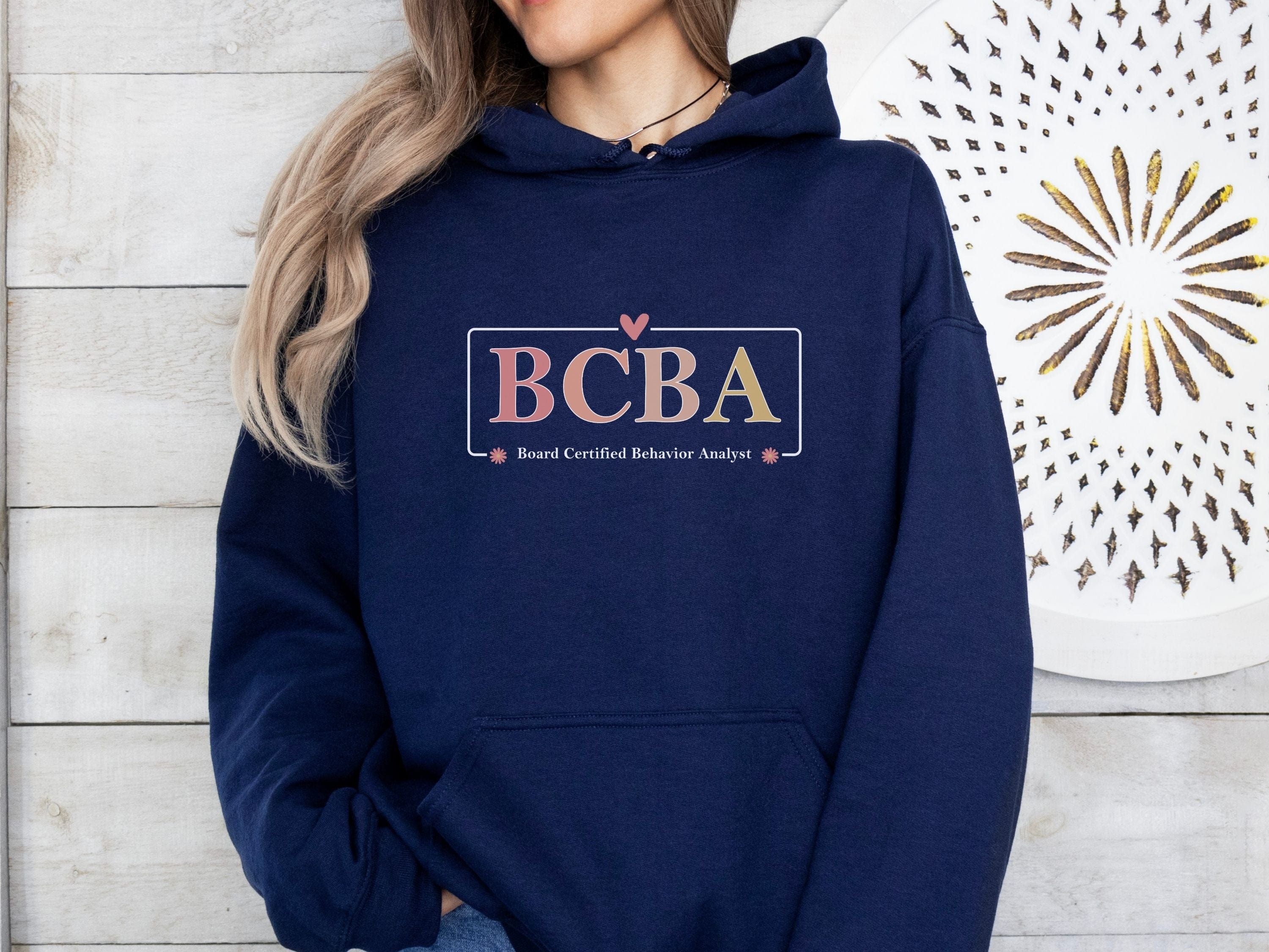 BCBA Outline Heart & Floral Hoodie-Neurodiversity, ADHD & Autism Awareness & Acceptance Hoodie by Daily Bloom