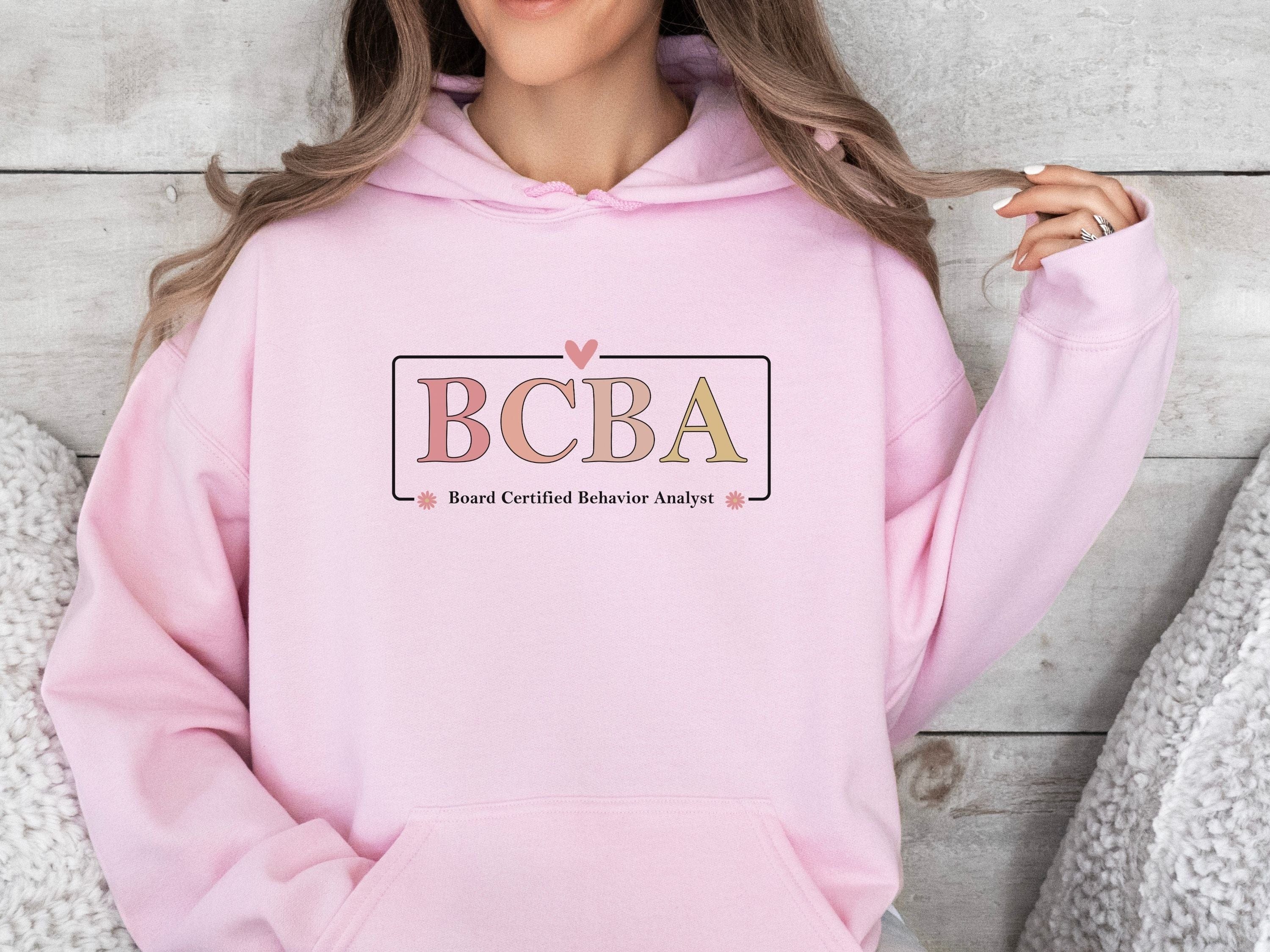 BCBA Outline Heart & Floral Hoodie-Neurodiversity, ADHD & Autism Awareness & Acceptance Hoodie by Daily Bloom