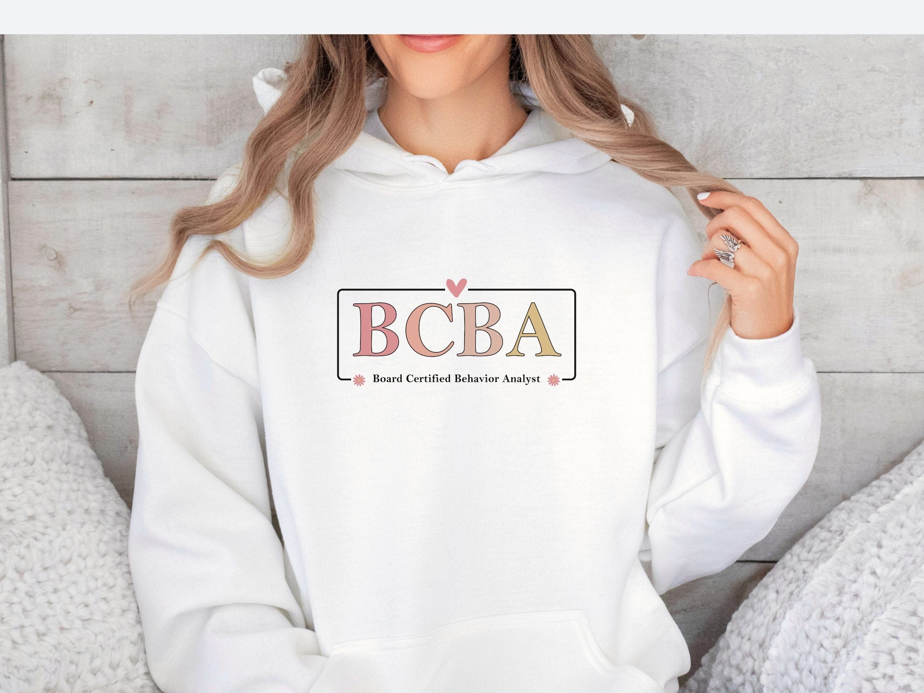 BCBA Outline Heart & Floral Hoodie-Neurodiversity, ADHD & Autism Awareness & Acceptance Hoodie by Daily Bloom