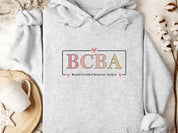 BCBA Outline Heart & Floral Hoodie-Ash-Neurodiversity, ADHD & Autism Awareness & Acceptance Hoodie by Daily Bloom