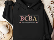 BCBA Outline Heart & Floral Hoodie-Black-Neurodiversity, ADHD & Autism Awareness & Acceptance Hoodie by Daily Bloom
