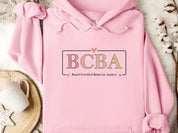 BCBA Outline Heart & Floral Hoodie-Light Pink-Neurodiversity, ADHD & Autism Awareness & Acceptance Hoodie by Daily Bloom