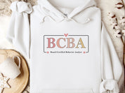 BCBA Outline Heart & Floral Hoodie-White-Neurodiversity, ADHD & Autism Awareness & Acceptance Hoodie by Daily Bloom