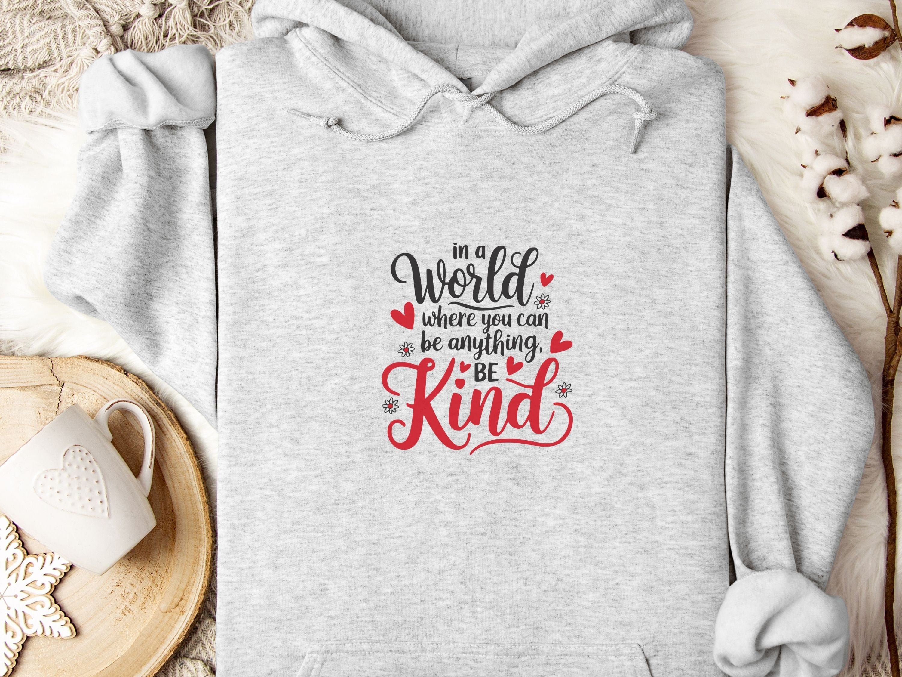 Be Kind Love Hearts Hoodie-Ash-Neurodiversity, ADHD & Autism Awareness & Acceptance Hoodie by Daily Bloom