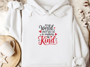 Be Kind Love Hearts Hoodie-White-Neurodiversity, ADHD & Autism Awareness & Acceptance Hoodie by Daily Bloom