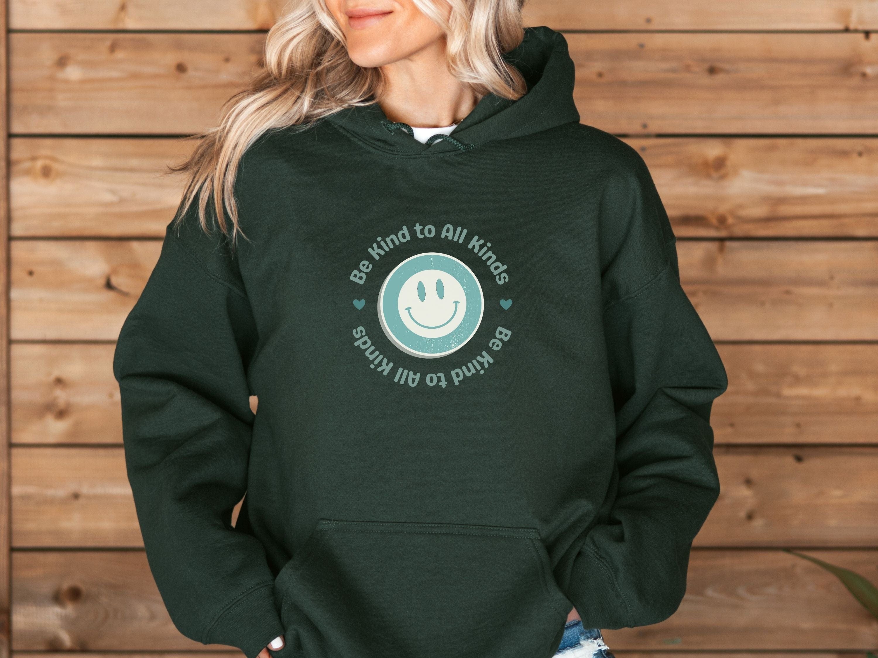 Be Kind to all Kinds Smiley Hoodie-Neurodiversity, ADHD & Autism Awareness & Acceptance Hoodie by Daily Bloom