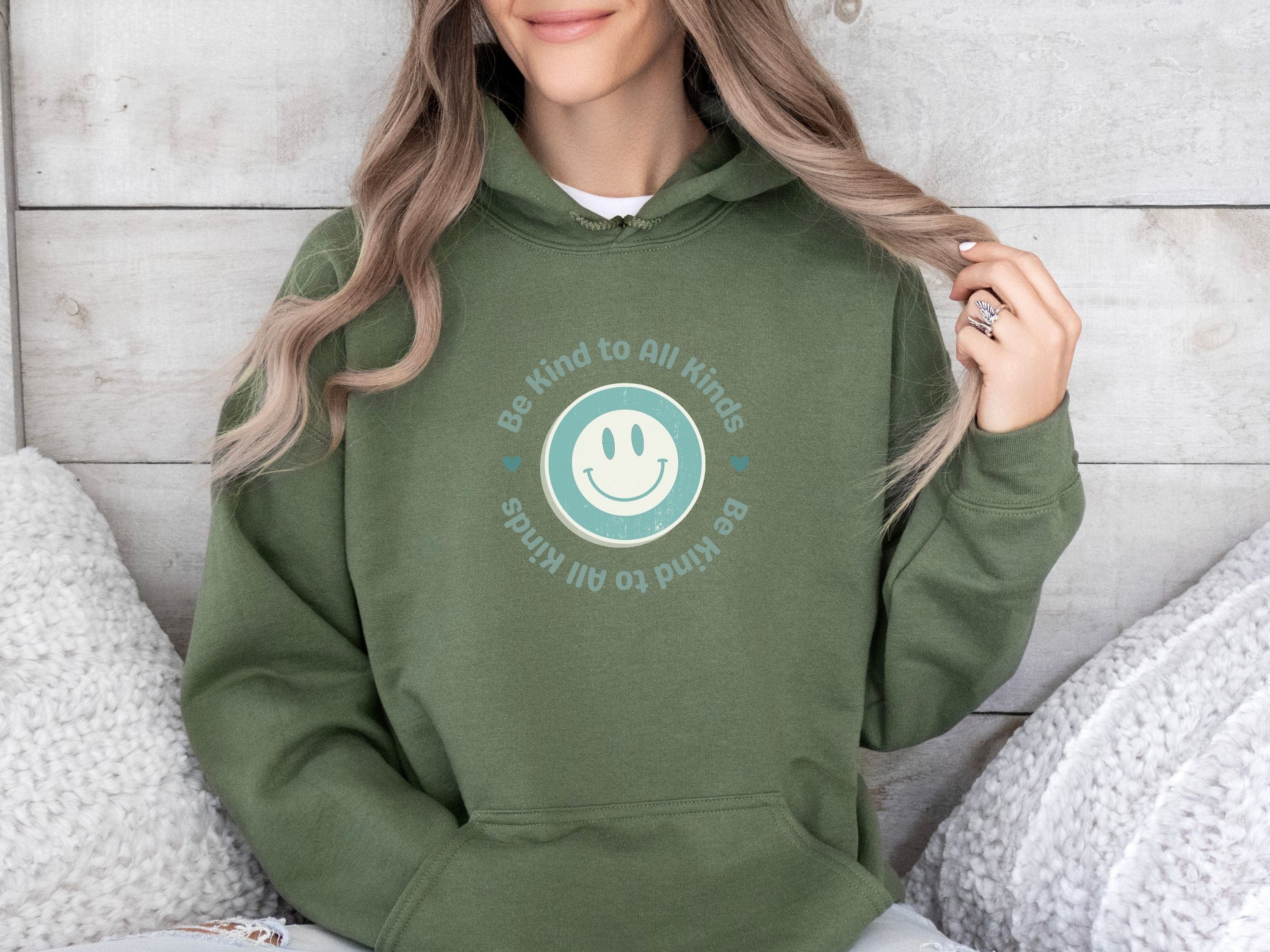 Be Kind to all Kinds Smiley Hoodie-Neurodiversity, ADHD & Autism Awareness & Acceptance Hoodie by Daily Bloom