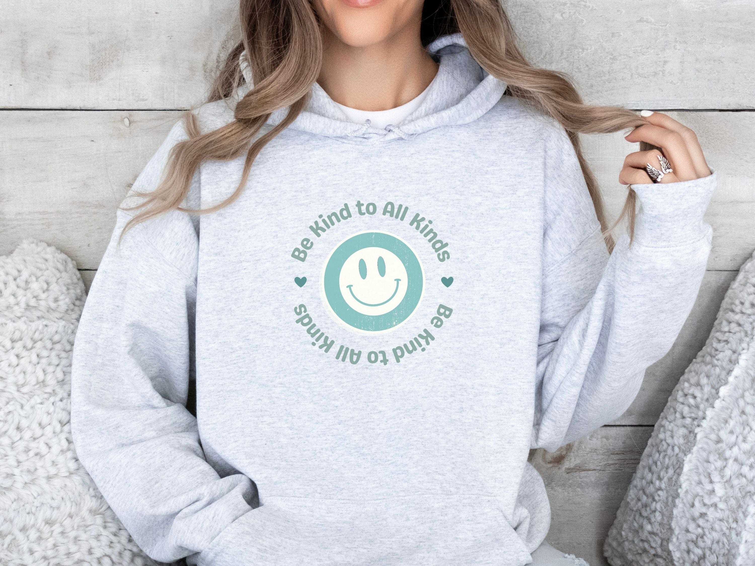 Be Kind to all Kinds Smiley Hoodie-Neurodiversity, ADHD & Autism Awareness & Acceptance Hoodie by Daily Bloom